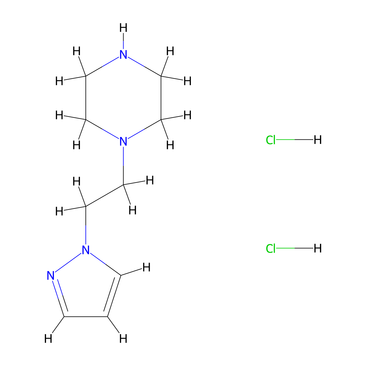 1-[2-(1H-pyrazol-1-yl)ethyl]piperazine dihydrochloride molecular structure, CAS 2059988-07-5