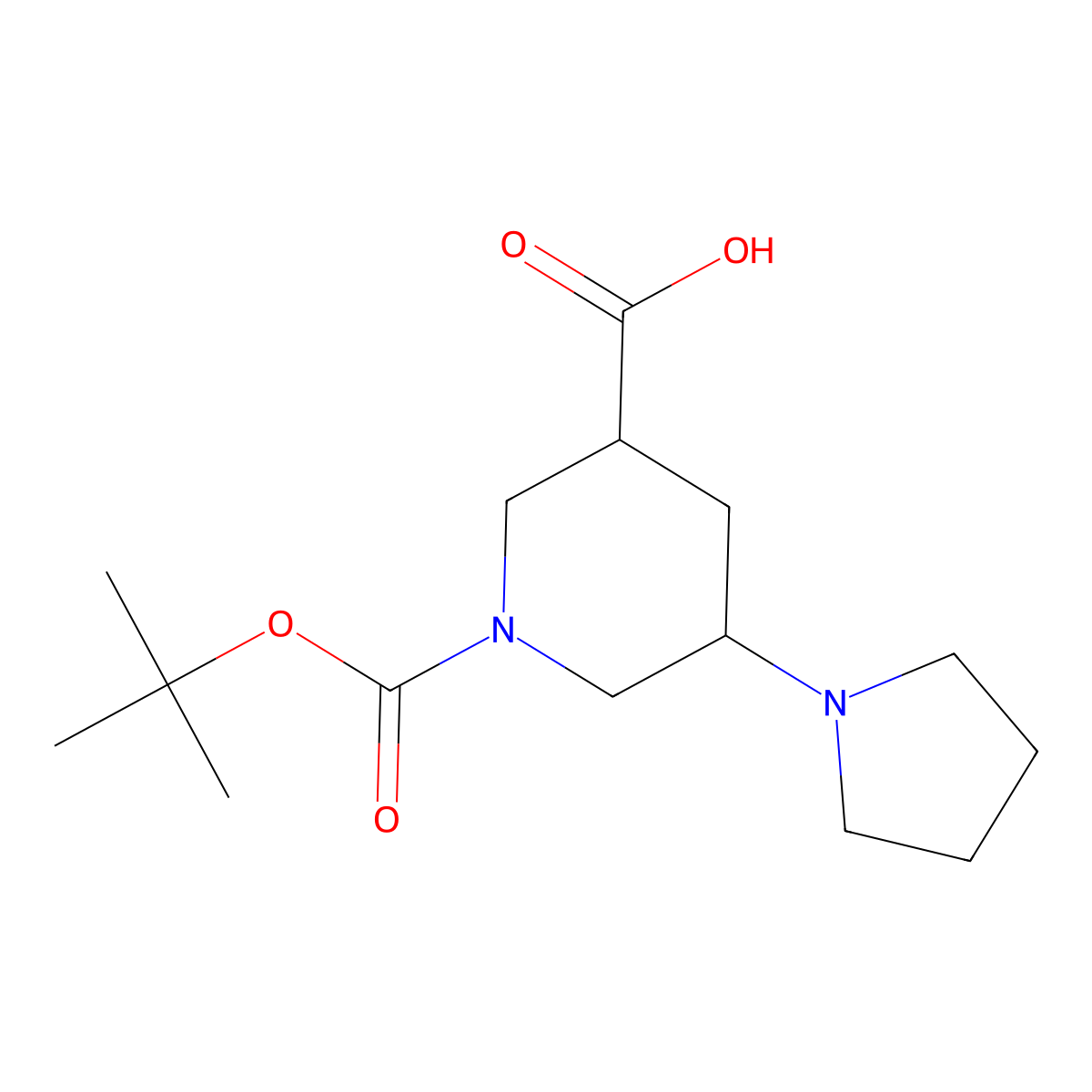 1-[(tert-Butoxy)carbonyl]-5-(pyrrolidin-1-yl)piperidine-3-carboxylic acid molecular structure, CAS 2059988-11-1
