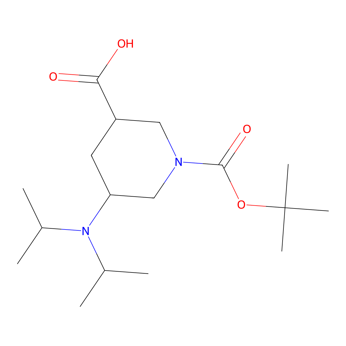5-[Bis(propan-2-yl)amino]-1-[(tert-butoxy)carbonyl]piperidine-3-carboxylic acid molecular structure, CAS 2059988-15-5