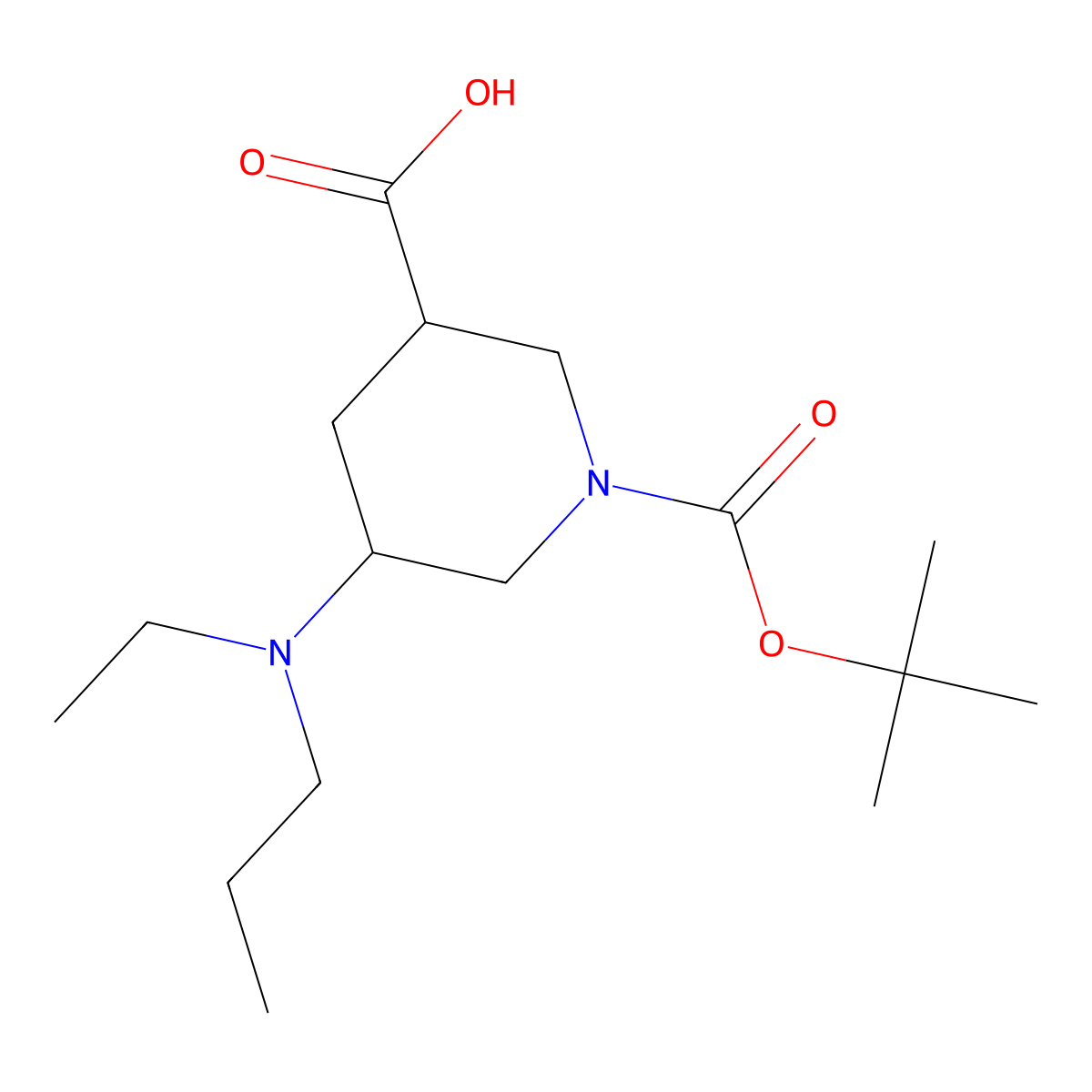 1-[(tert-Butoxy)carbonyl]-5-[ethyl(propyl)amino]piperidine-3-carboxylic acid molecular structure, CAS 2059988-16-6