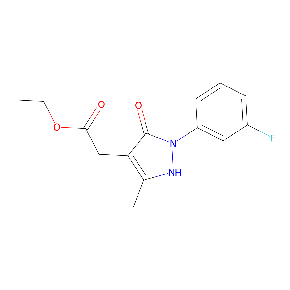 Ethyl 2-[2-(3-fluorophenyl)-5-methyl-3-oxo-2,3-dihydro-1H-pyrazol-4-yl]acetate molecular structure, CAS 2059988-17-7