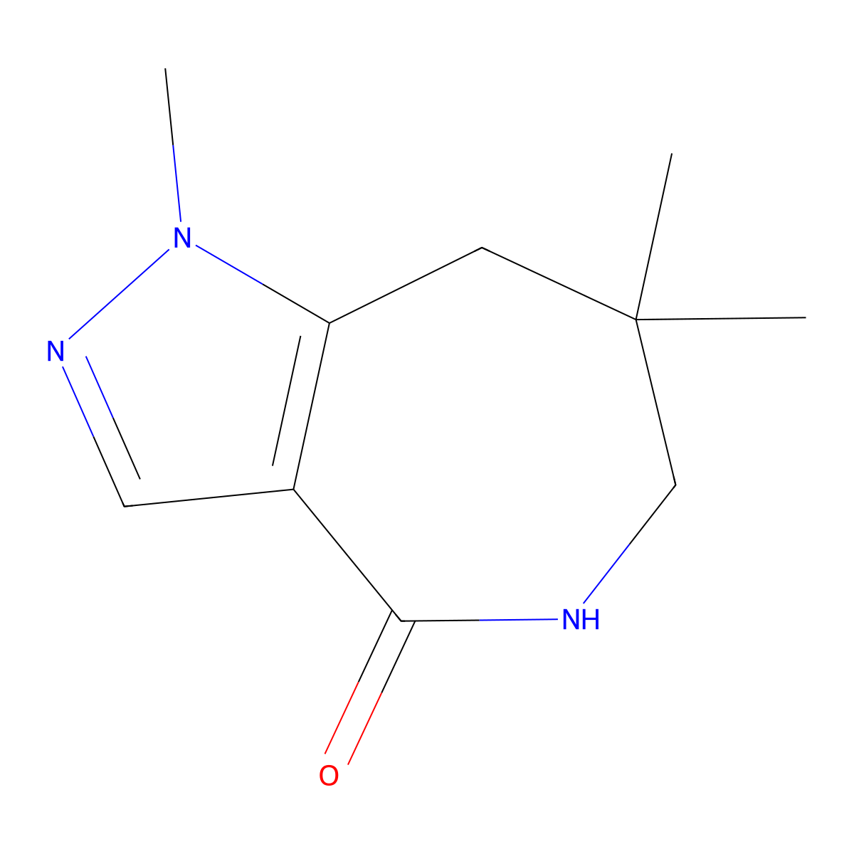 1,7,7-trimethyl-1H,4H,5H,6H,7H,8H-pyrazolo[4,3-c]azepin-4-one molecular structure, CAS 2059988-24-6