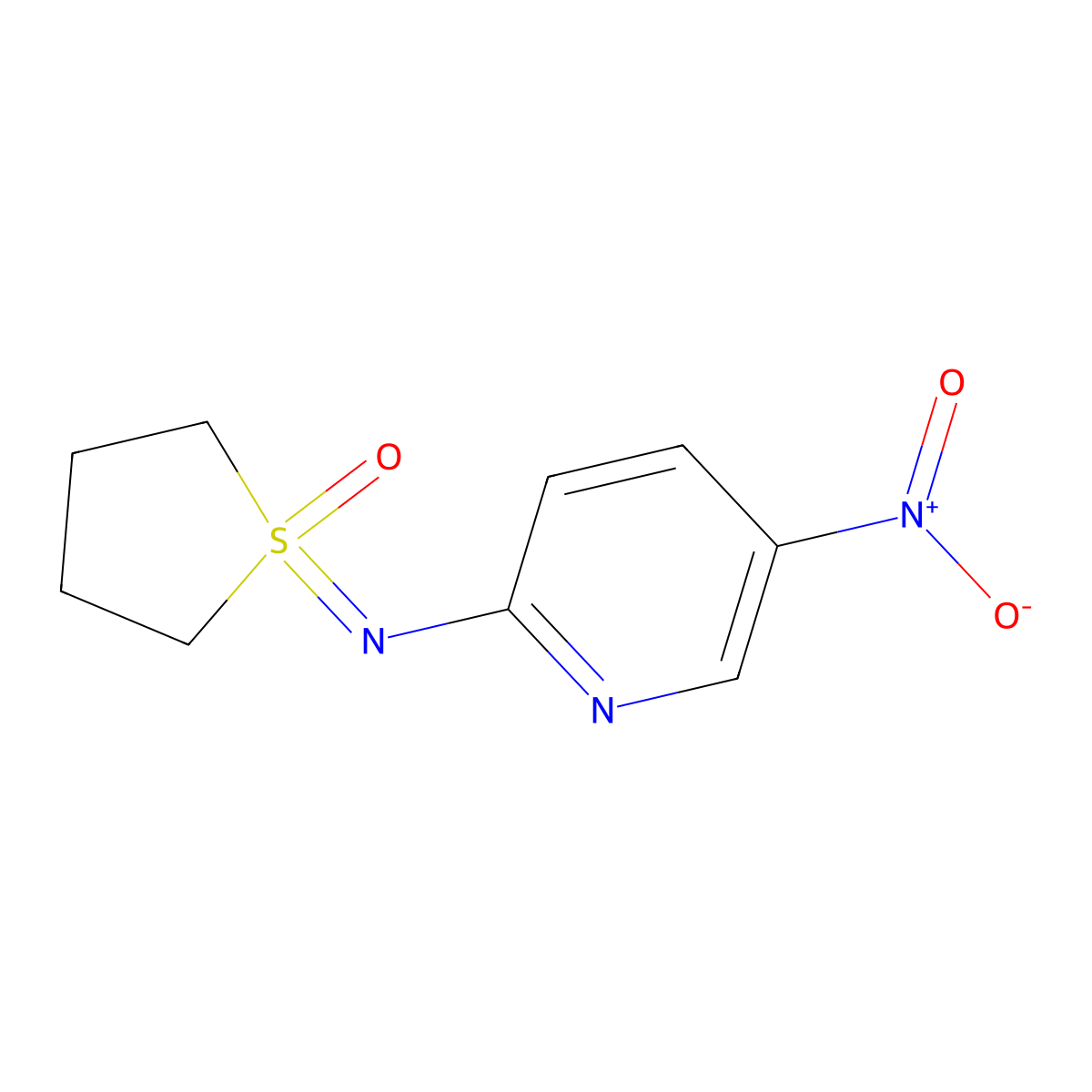 1-[(5-Nitropyridin-2-yl)imino]-1lambda6-thiolan-1-one molecular structure, CAS 2059988-40-6