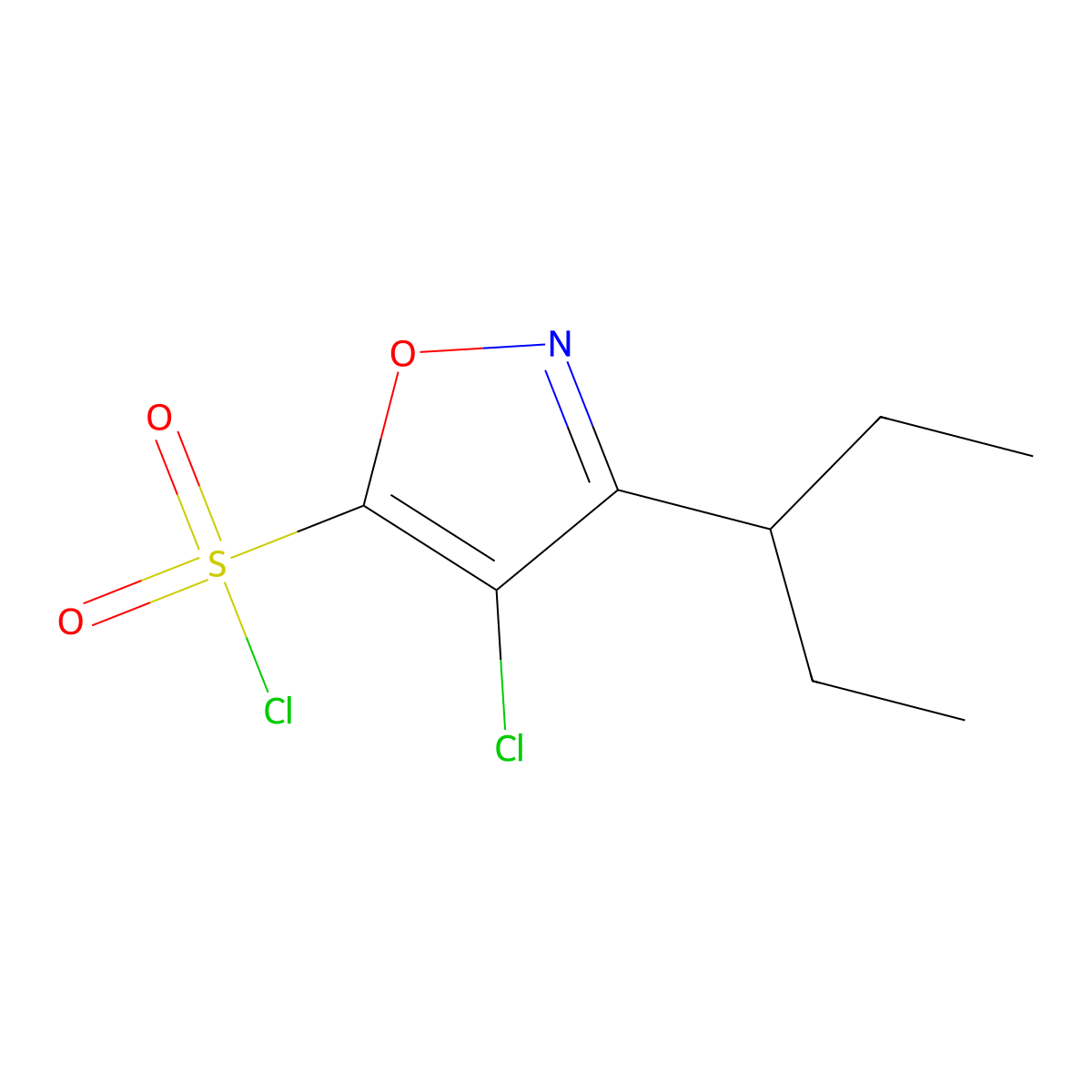 4-Chloro-3-(pentan-3-yl)-1,2-oxazole-5-sulfonyl chloride molecular structure, CAS 2059988-47-3