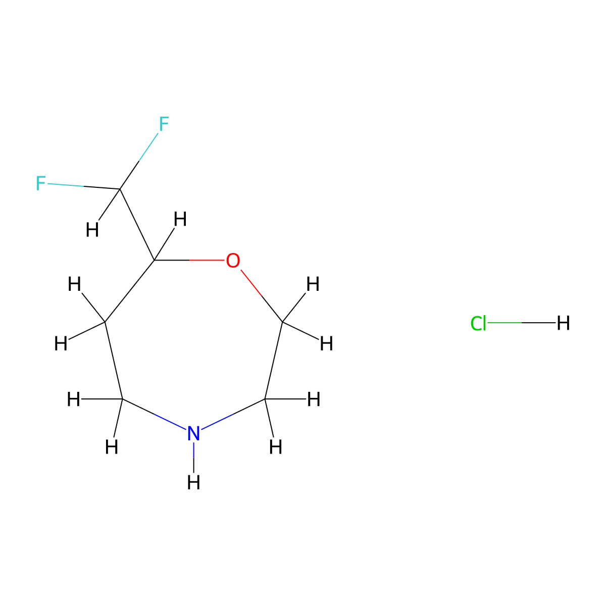 7-(Difluoromethyl)-1,4-oxazepane hydrochloride molecular structure, CAS 2059988-56-4