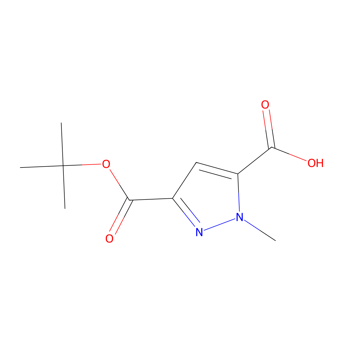 3-[(tert-butoxy)carbonyl]-1-methyl-1H-pyrazole-5-carboxylic acid molecular structure, CAS 2059988-63-3