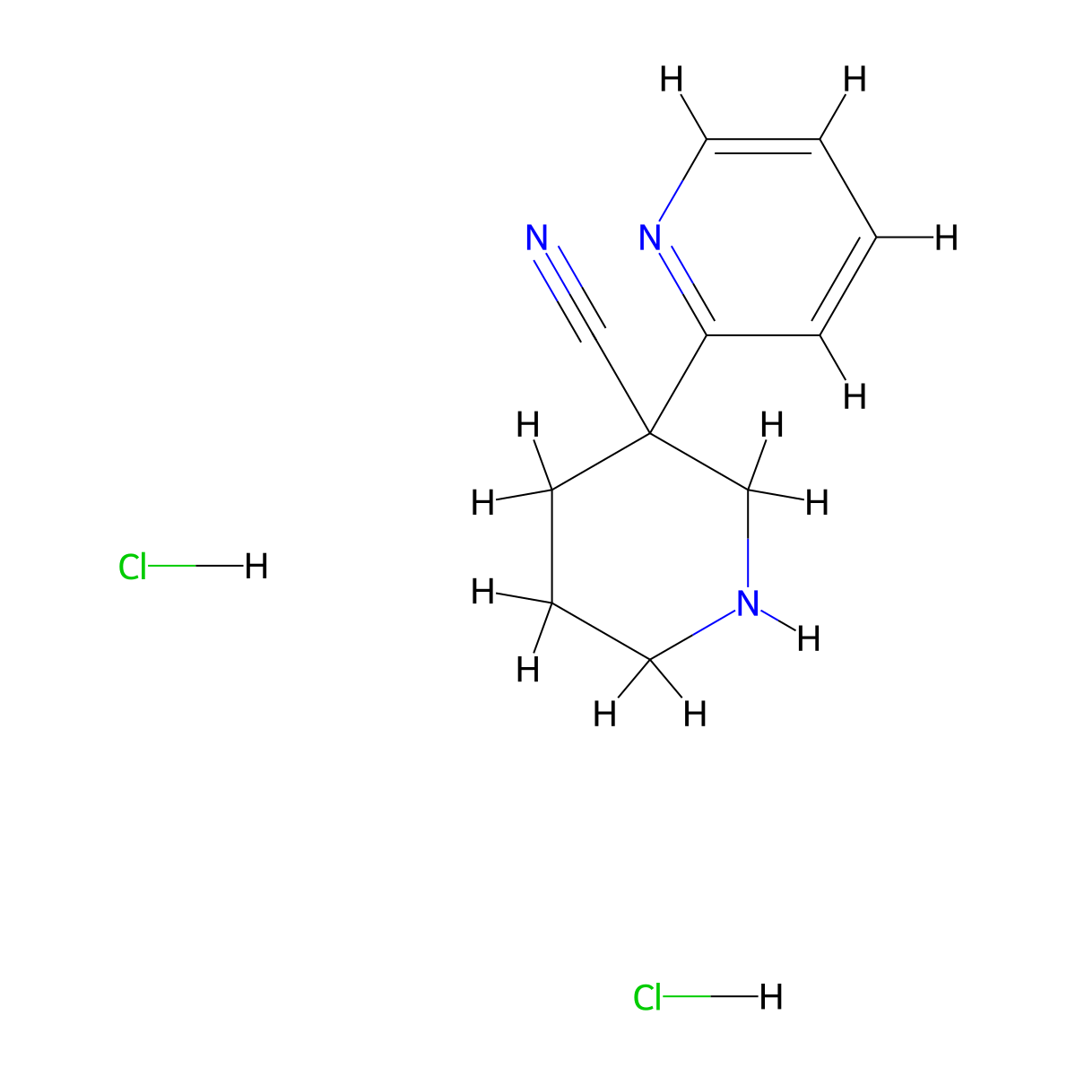 3-(Pyridin-2-yl)piperidine-3-carbonitrile dihydrochloride molecular structure, CAS 2059988-70-2