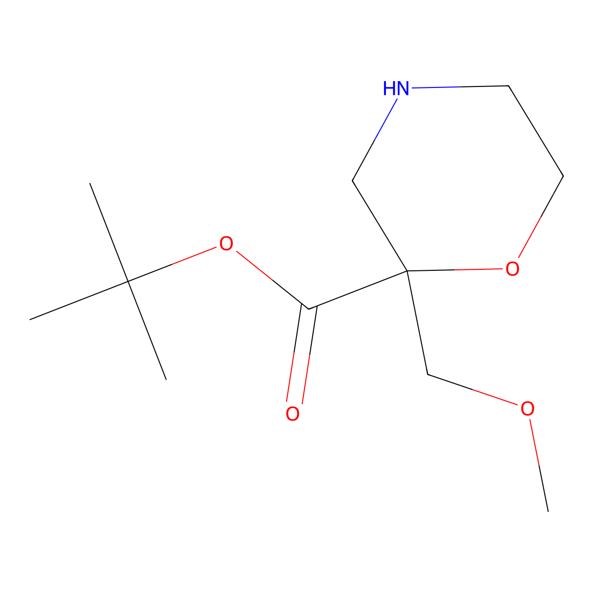 Tert-butyl 2-(methoxymethyl)morpholine-2-carboxylate molecular structure, CAS 2059988-74-6