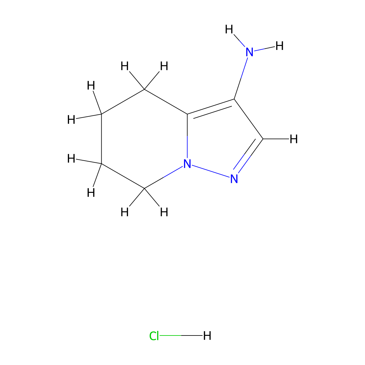 4H,5H,6H,7H-pyrazolo(1,5-a)pyridin-3-amine hydrochloride molecular structure, CAS 2059988-79-1