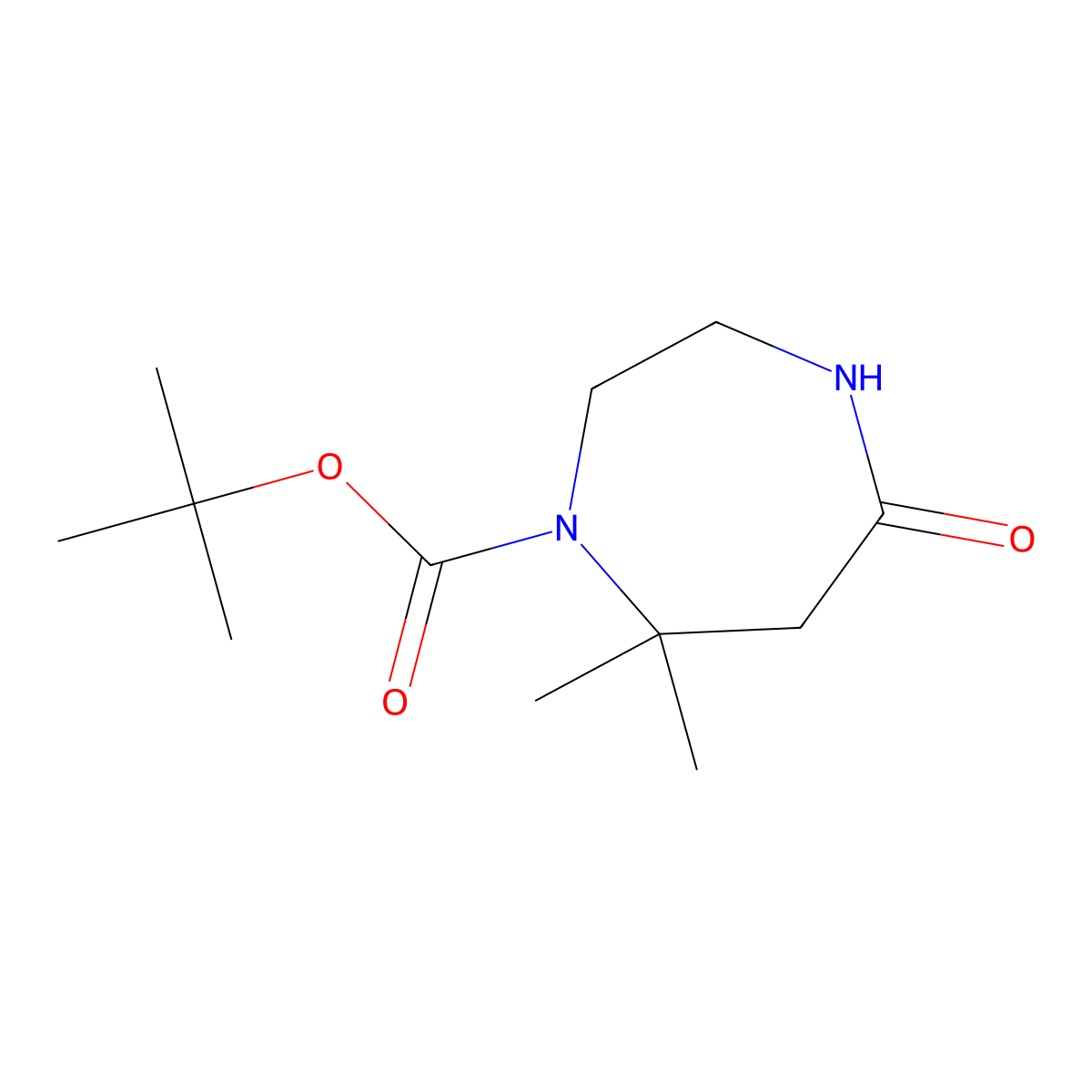 Tert-butyl 7,7-dimethyl-5-oxo-1,4-diazepane-1-carboxylate molecular structure, CAS 2059988-96-2