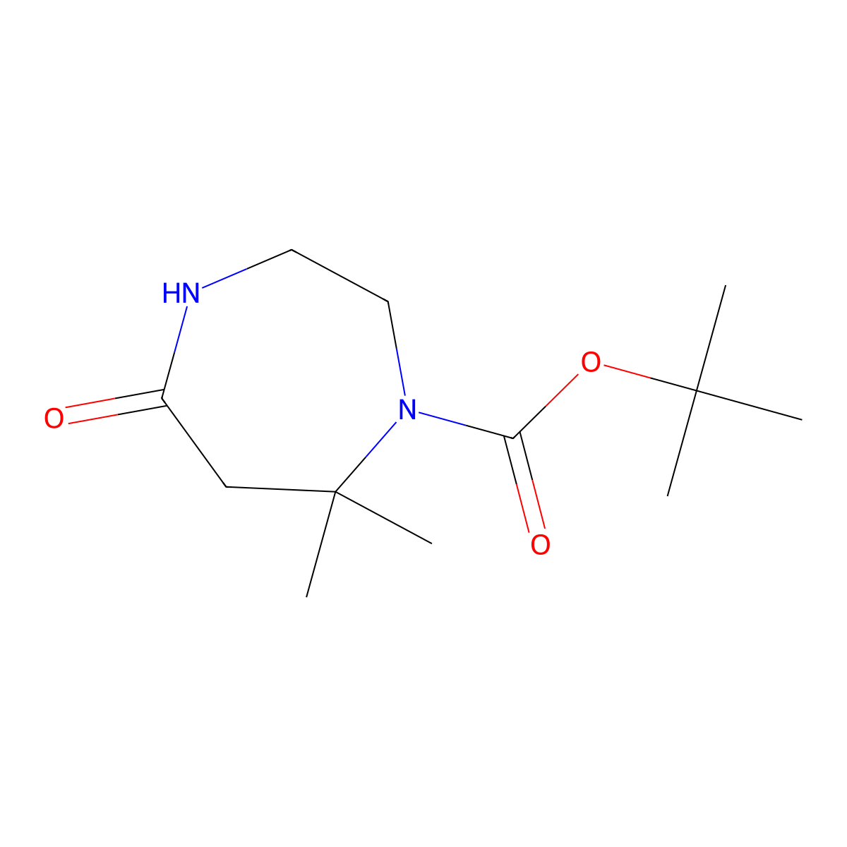 Tert-butyl 7,7-dimethyl-5-oxo-1,4-diazepane-1-carboxylate molecular structure, CAS 2059988-96-2