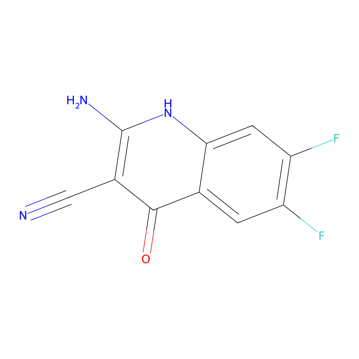 2-Amino-6,7-difluoro-4-hydroxyquinoline-3-carbonitrile molecular structure, CAS 2059989-05-6