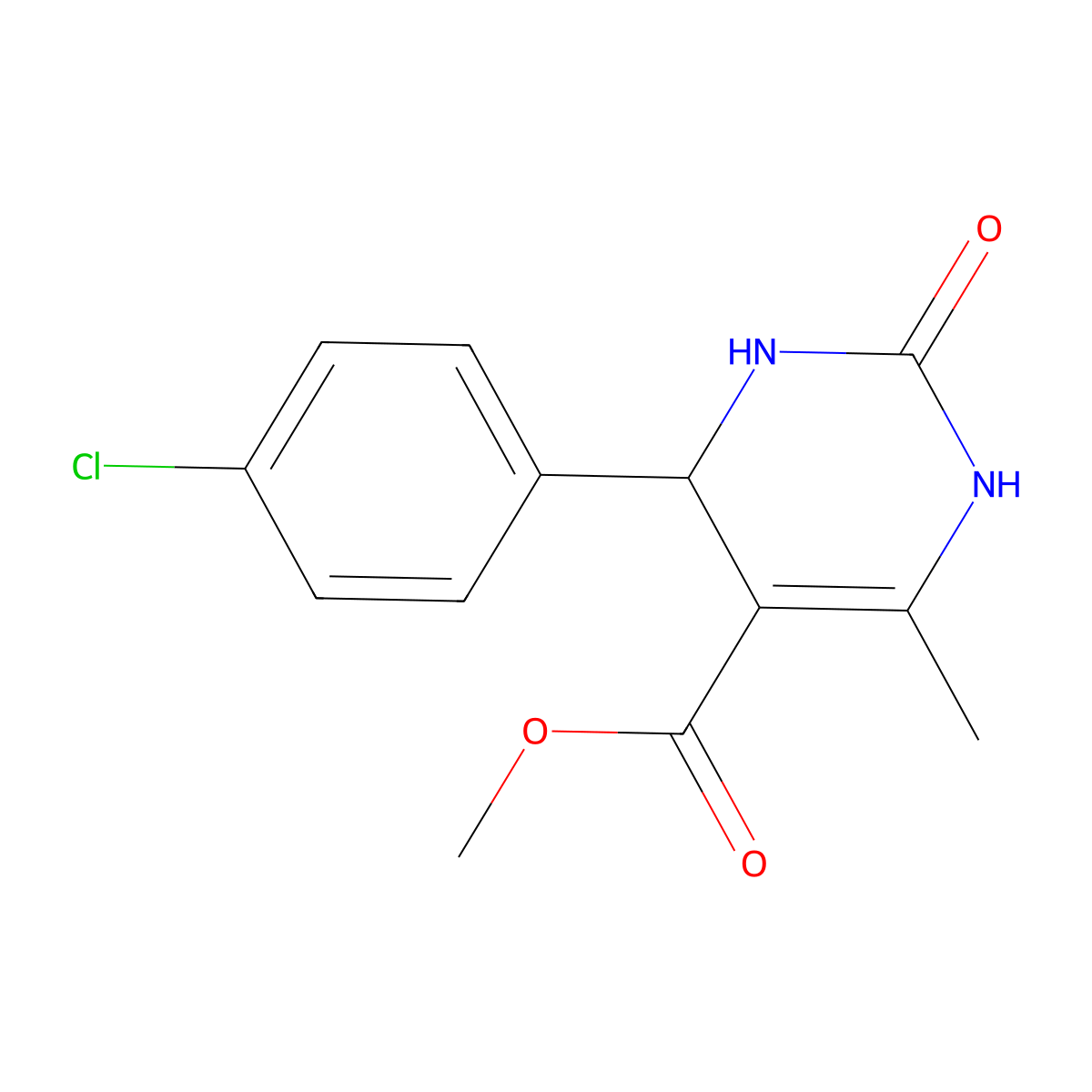 Methyl 4-(4-chlorophenyl)-6-methyl-2-oxo-1,2,3,4-tetrahydropyrimidine-5-carboxylate molecular structure, CAS 205999-88-8