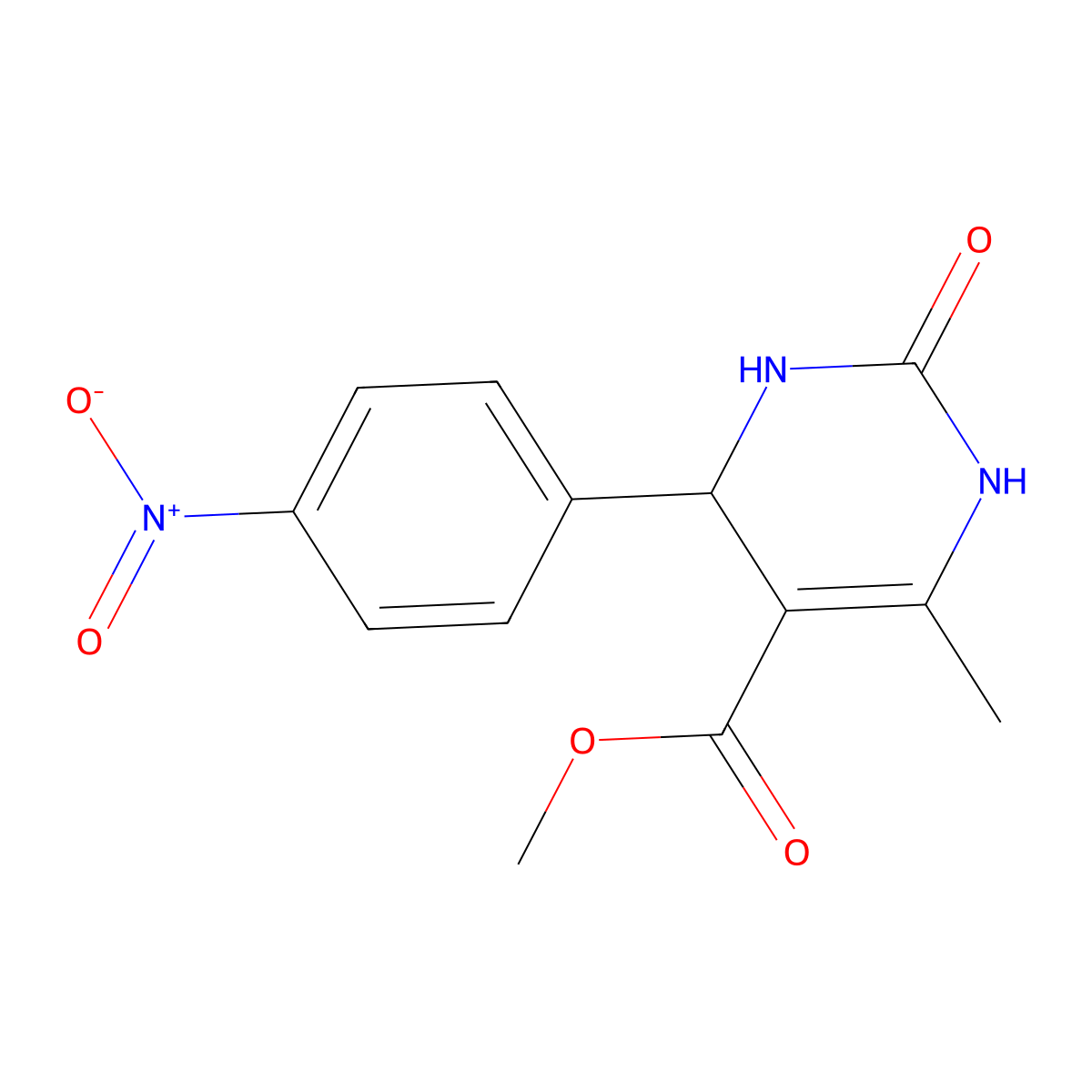 Methyl 6-methyl-4-(4-nitrophenyl)-2-oxo-1,2,3,4-tetrahydropyrimidine-5-carboxylate molecular structure, CAS 205999-89-9