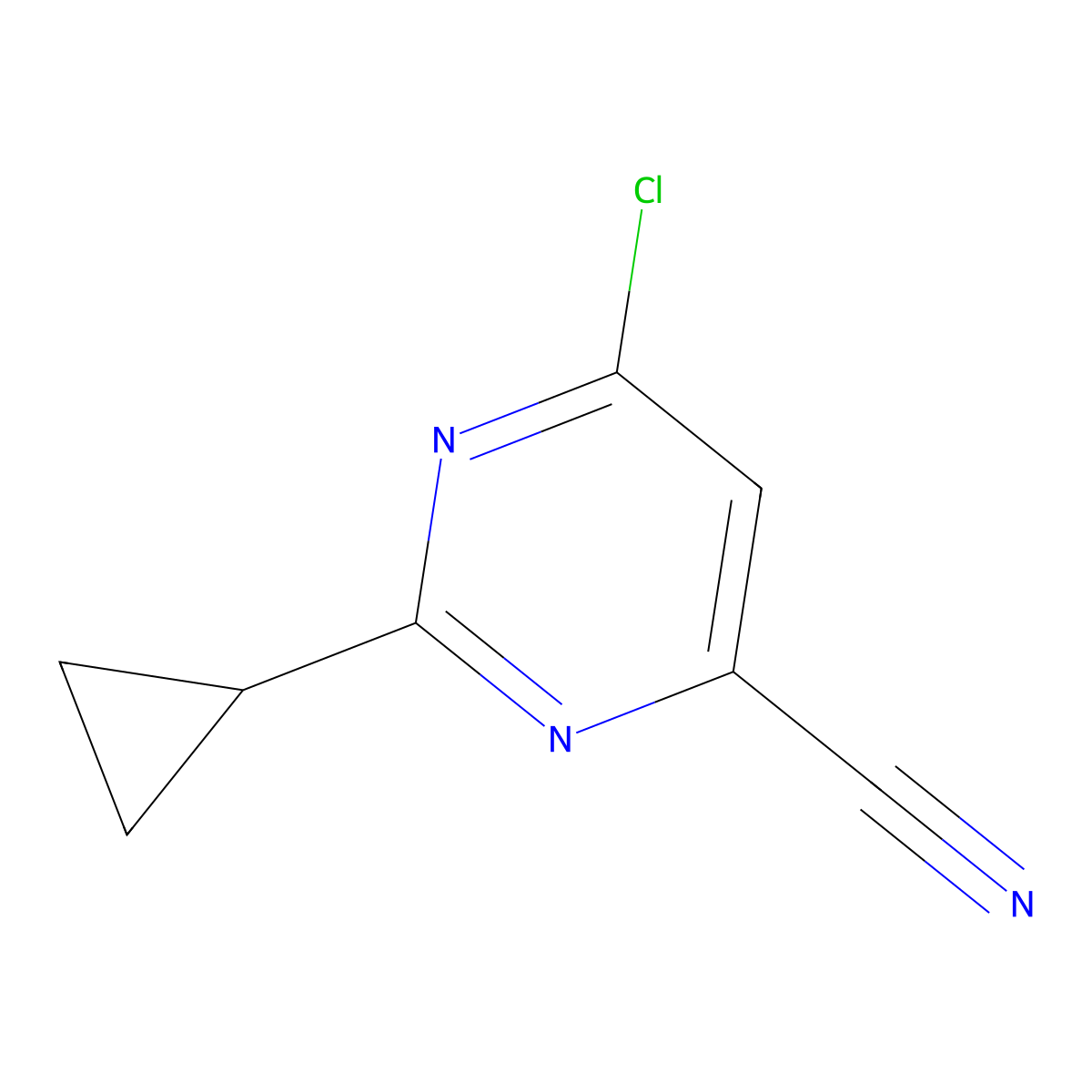 6-Chloro-2-cyclopropylpyrimidine-4-carbonitrile molecular structure, CAS 2059992-99-1
