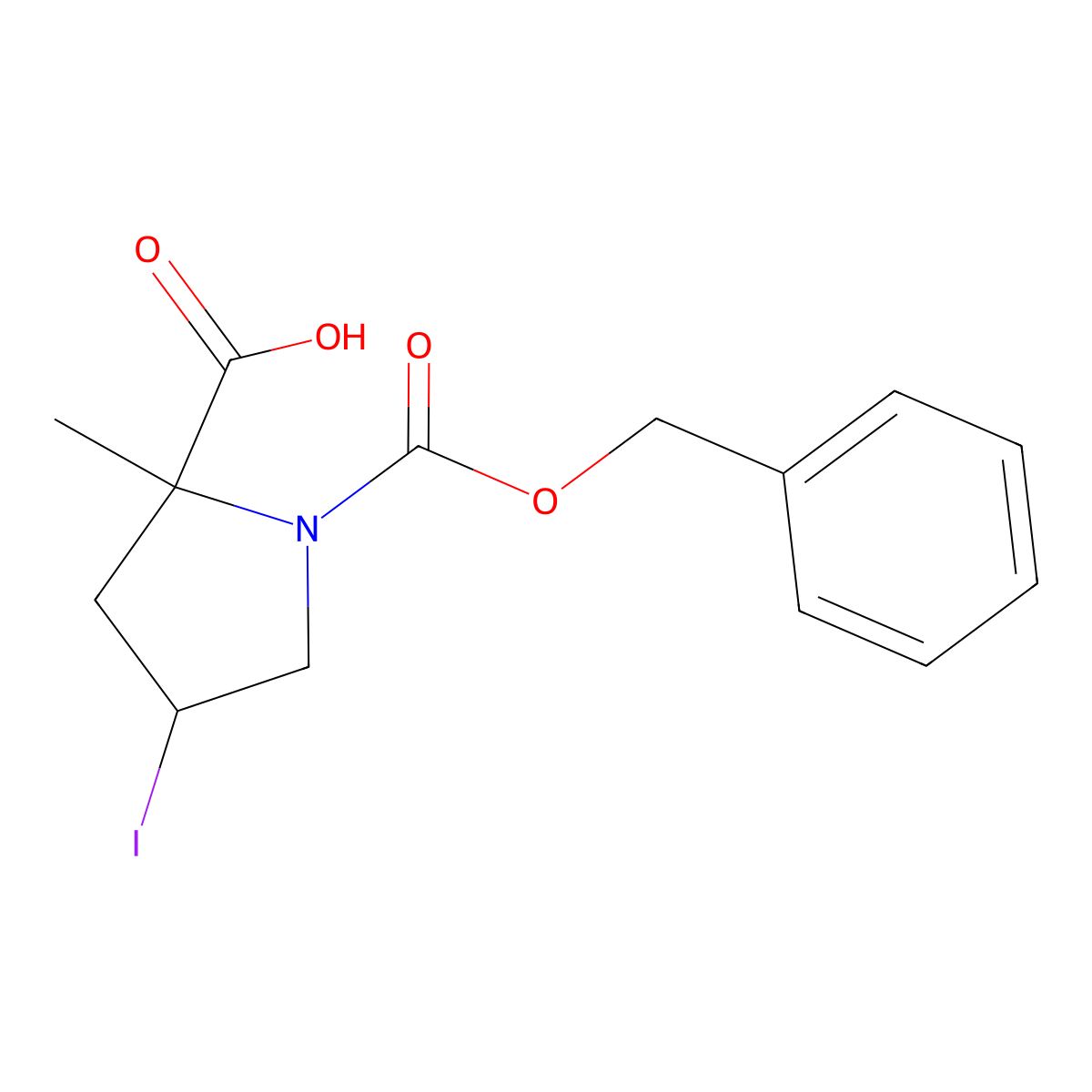 1-[(Benzyloxy)carbonyl]-4-iodo-2-methylpyrrolidine-2-carboxylic acid molecular structure, CAS 2059993-05-2