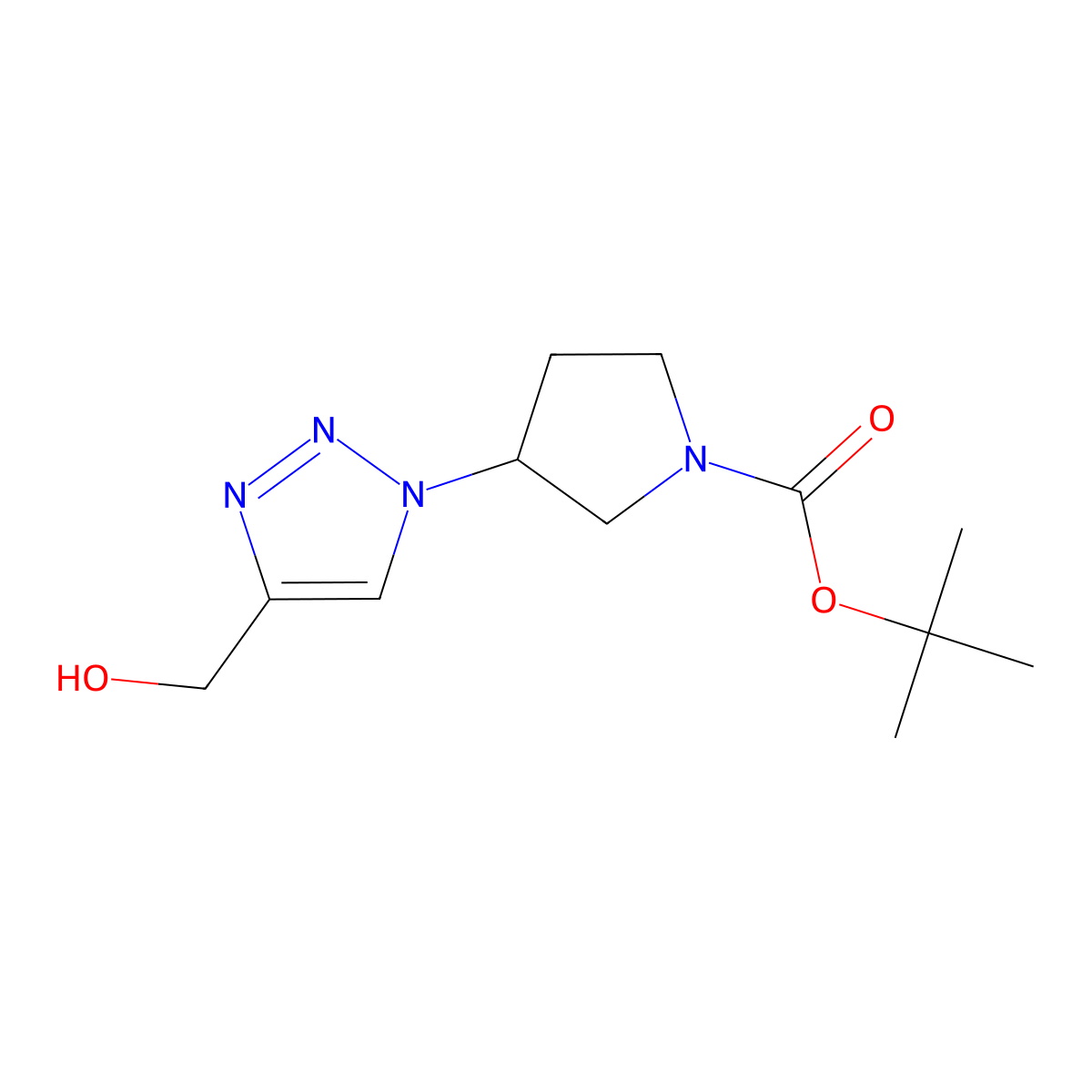 tert-butyl 3-[4-(hydroxymethyl)-1H-1,2,3-triazol-1-yl]pyrrolidine-1-carboxylate molecular structure, CAS 2059993-08-5