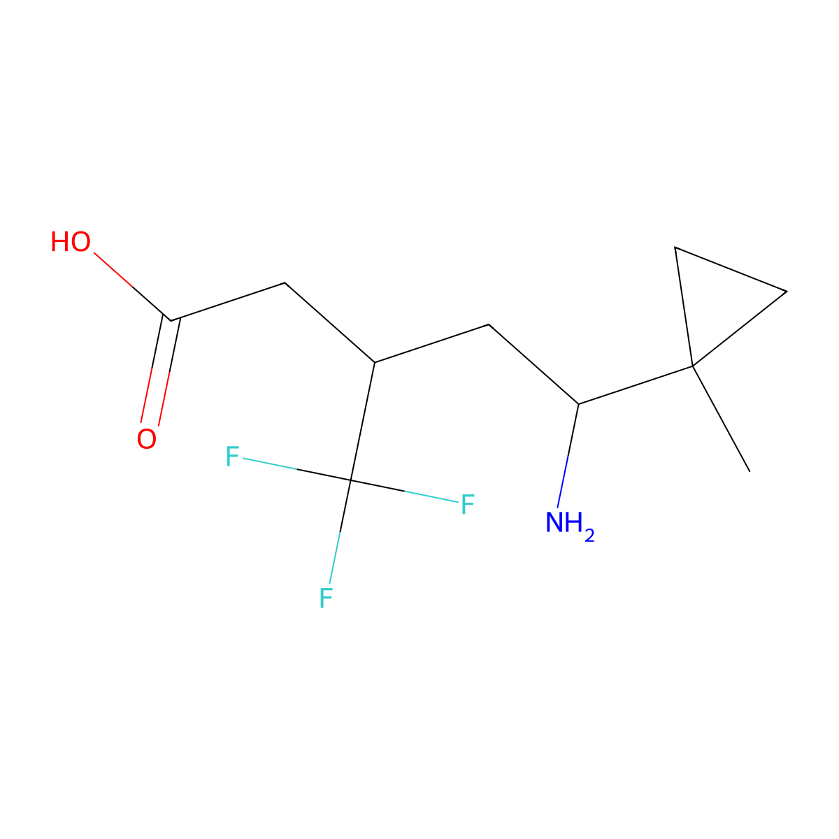 5-Amino-5-(1-methylcyclopropyl)-3-(trifluoromethyl)pentanoic acid molecular structure, CAS 2059993-11-0