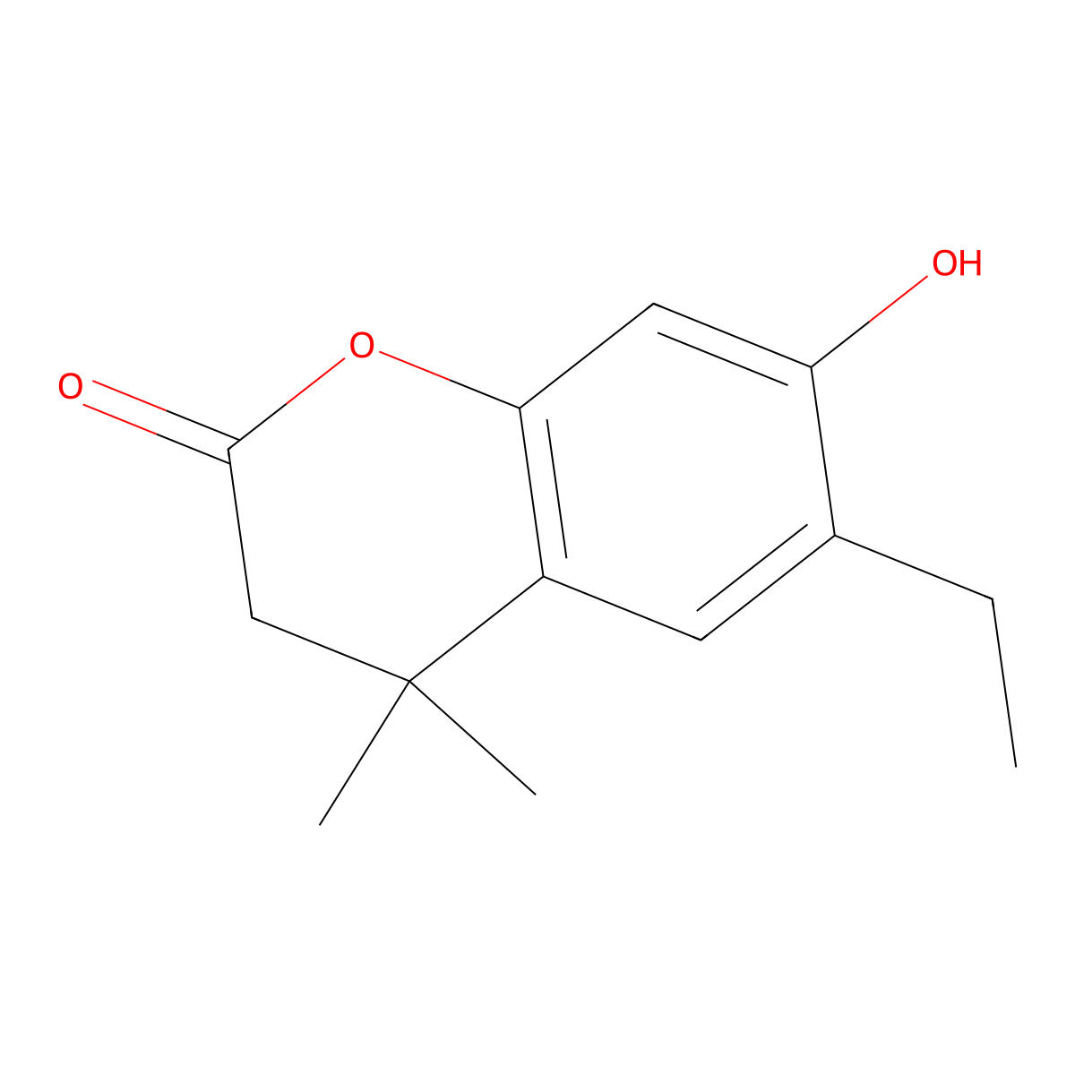 6-Ethyl-7-hydroxy-4,4-dimethyl-3,4-dihydro-2H-1-benzopyran-2-one molecular structure, CAS 2059993-15-4