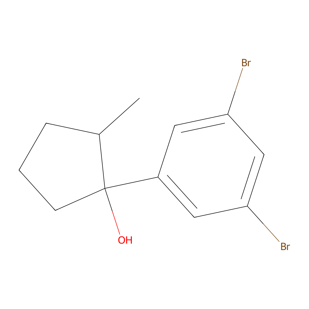 1-(3,5-Dibromophenyl)-2-methylcyclopentan-1-ol molecular structure, CAS 2059993-22-3