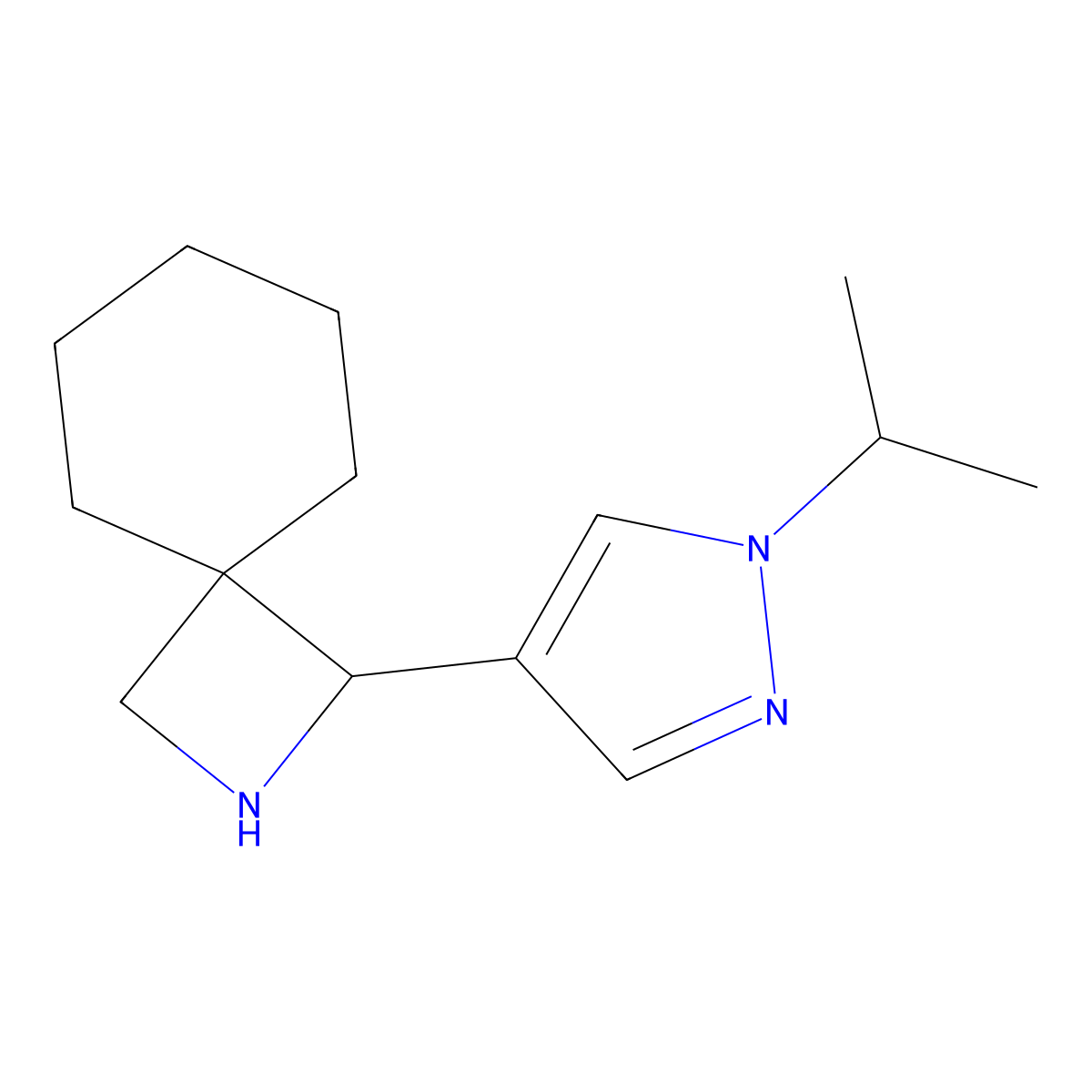 1-[1-(Propan-2-yl)-1H-pyrazol-4-yl]-2-azaspiro[3.5]nonane molecular structure, CAS 2059993-31-4