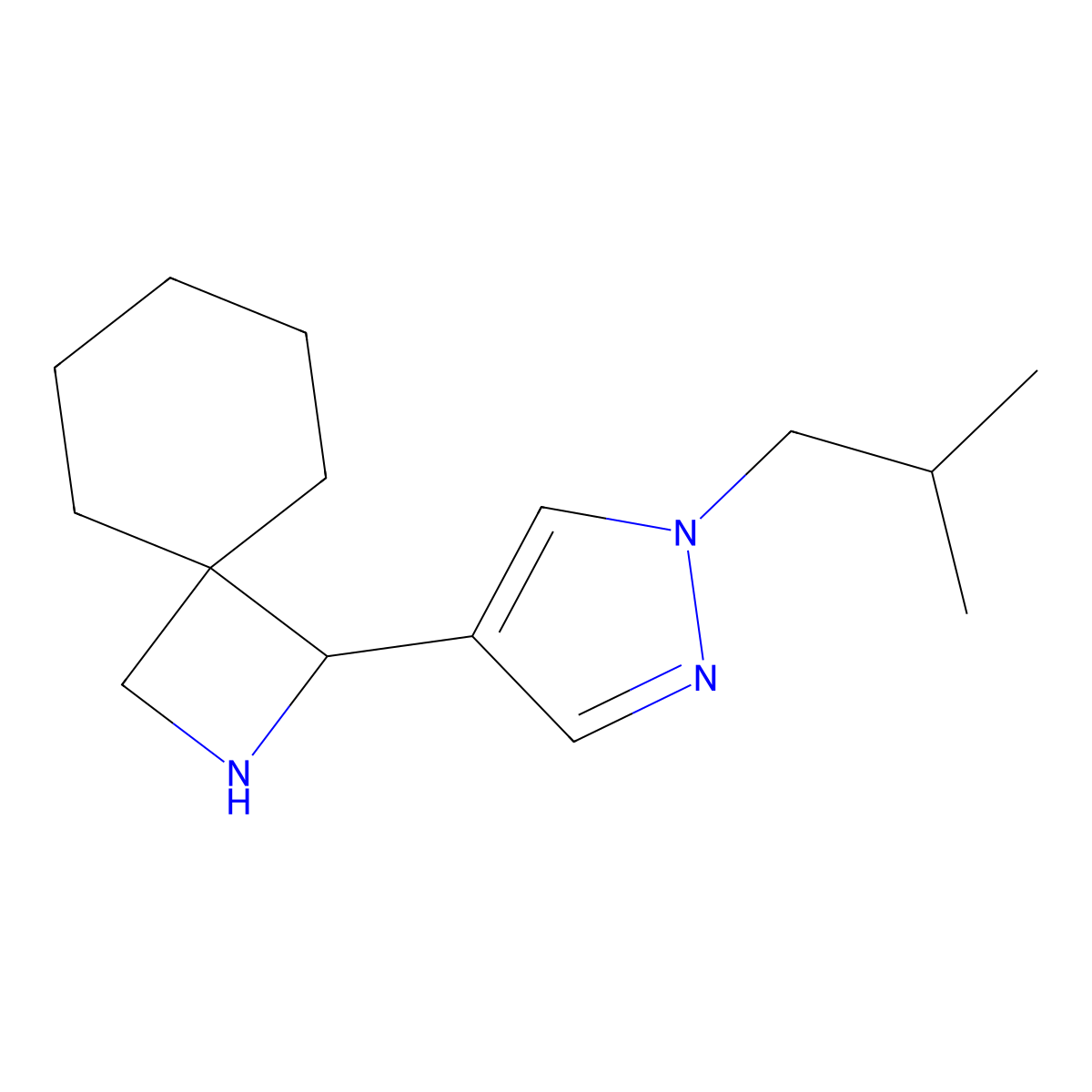 1-[1-(2-Methylpropyl)-1H-pyrazol-4-yl]-2-azaspiro[3.5]nonane molecular structure, CAS 2059993-35-8
