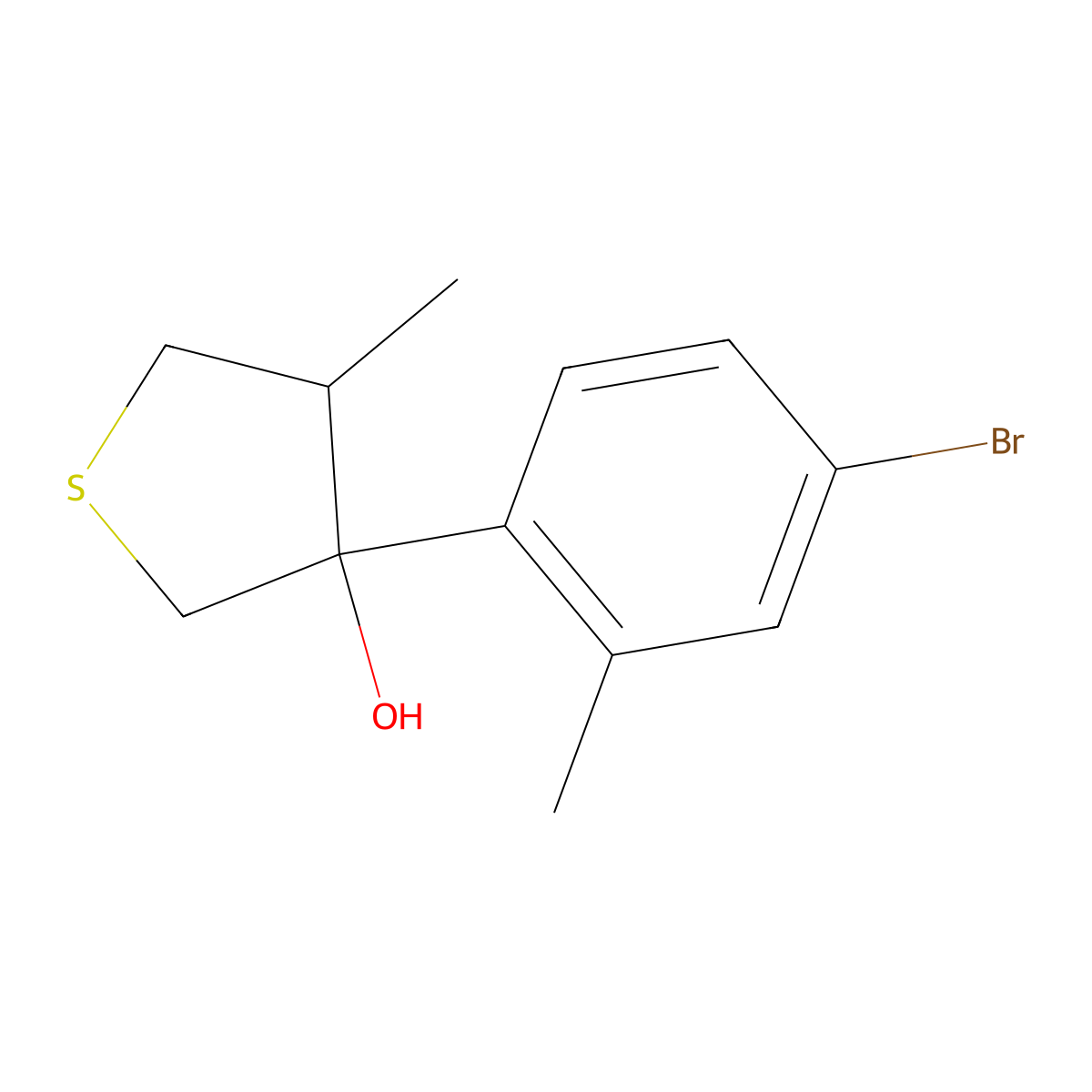 3-(4-Bromo-2-methylphenyl)-4-methylthiolan-3-ol molecular structure, CAS 2059993-36-9