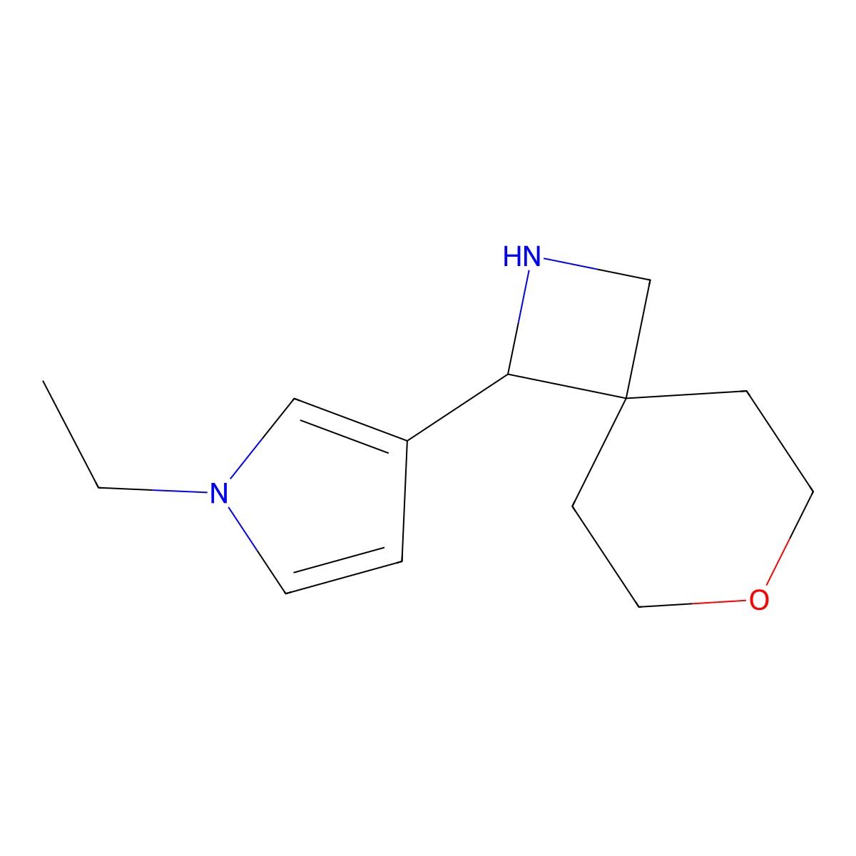 1-(1-Ethyl-1H-pyrrol-3-yl)-7-oxa-2-azaspiro[3.5]nonane molecular structure, CAS 2059993-42-7
