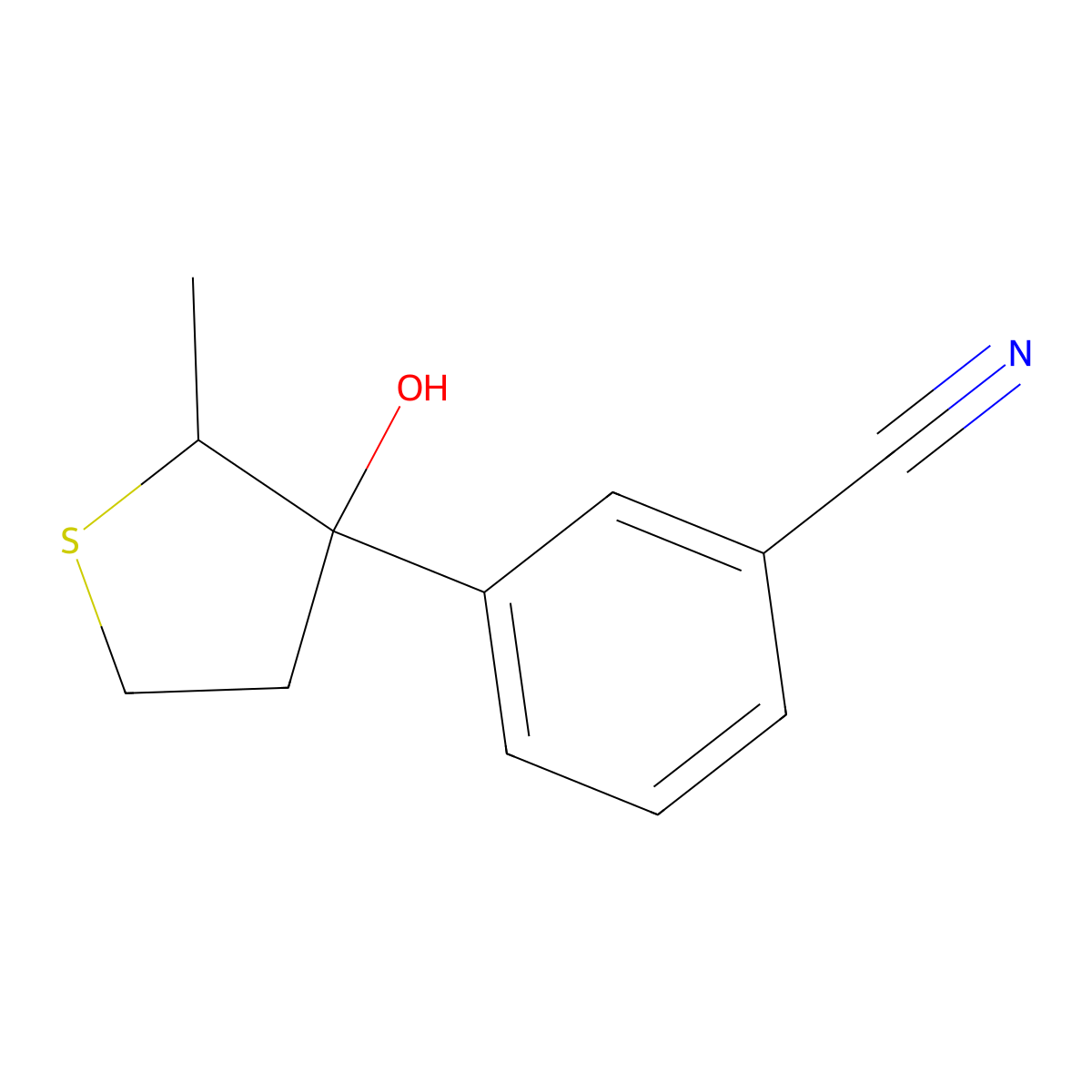 3-(3-Hydroxy-2-methylthiolan-3-yl)benzonitrile molecular structure, CAS 2059993-53-0