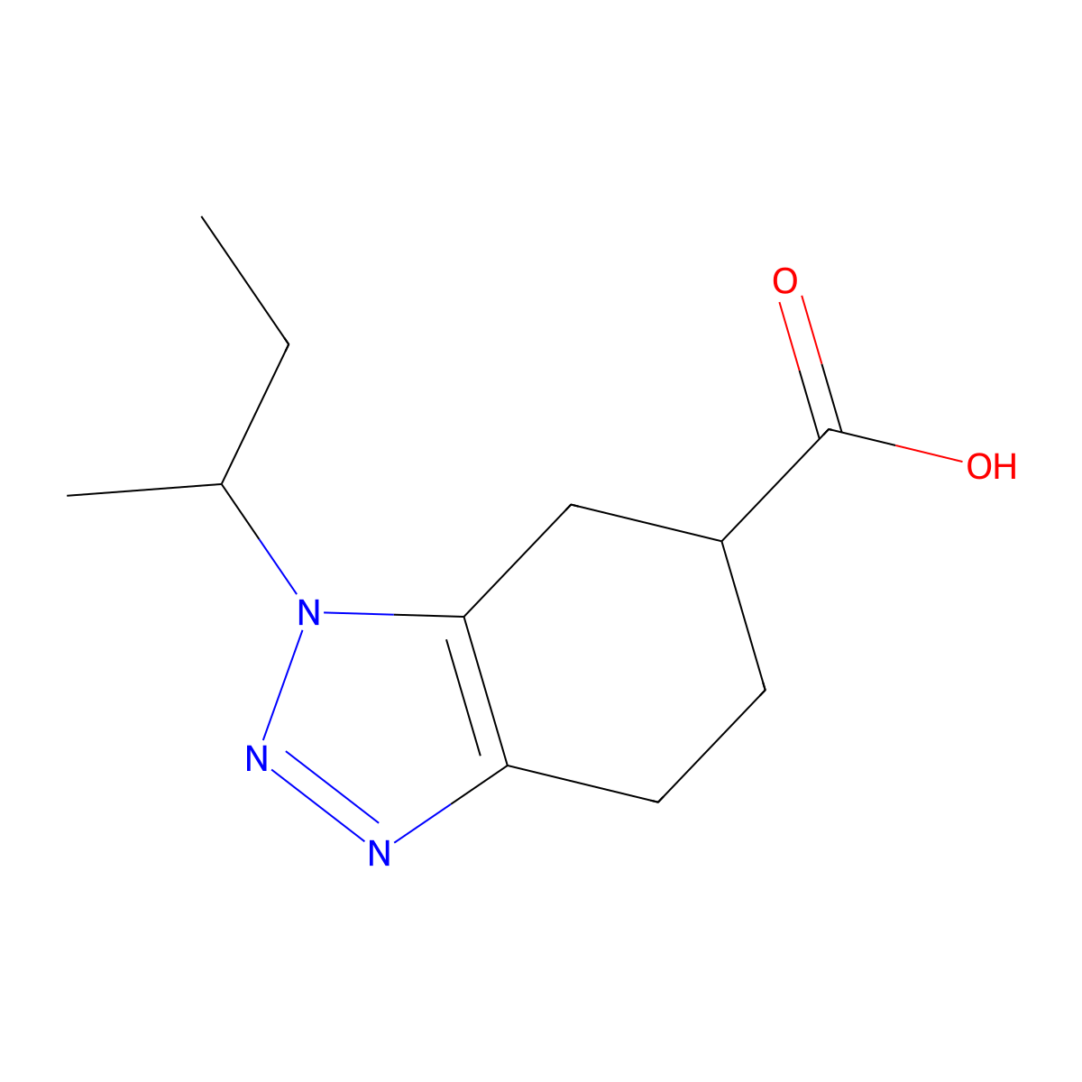 1-(Butan-2-yl)-4,5,6,7-tetrahydro-1H-1,2,3-benzotriazole-6-carboxylic acid molecular structure, CAS 2059993-54-1