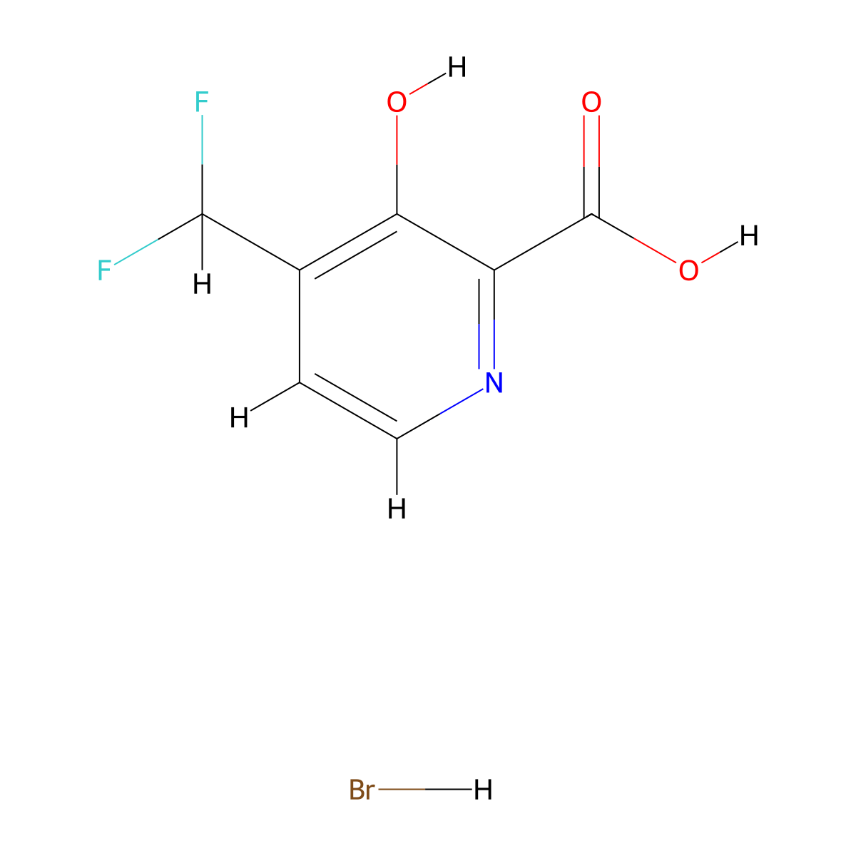 4-(Difluoromethyl)-3-hydroxypyridine-2-carboxylic acid hydrobromide molecular structure, CAS 2059993-55-2
