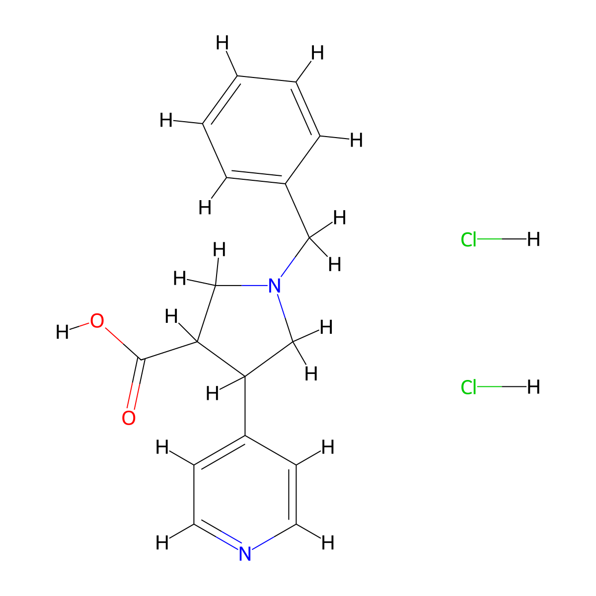 1-Benzyl-4-(pyridin-4-yl)pyrrolidine-3-carboxylic acid dihydrochloride molecular structure, CAS 2059993-60-9