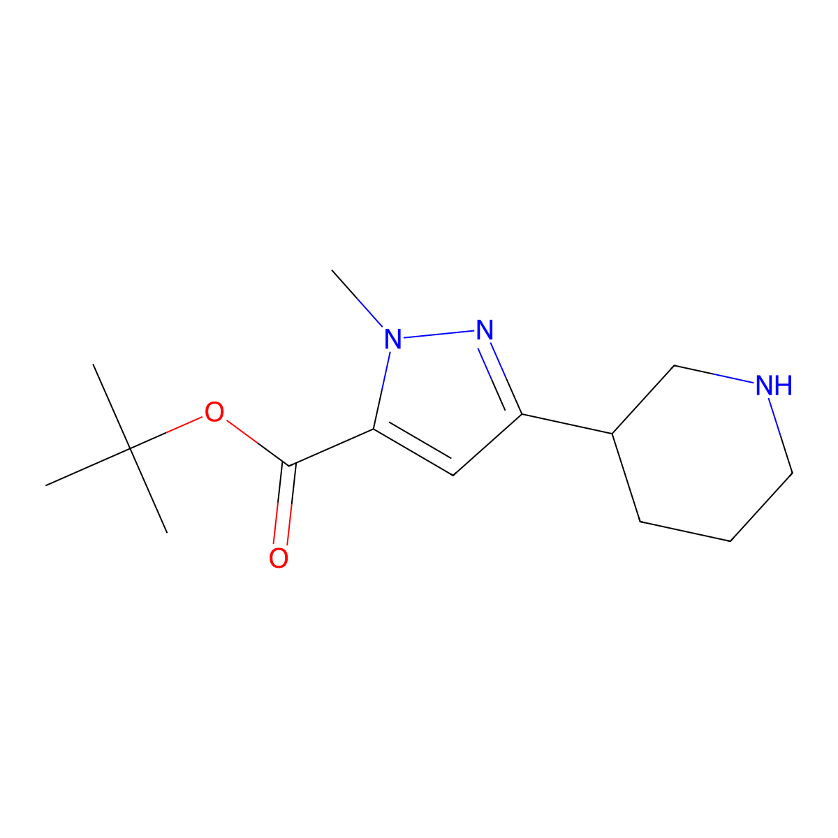 tert-Butyl 1-methyl-3-(piperidin-3-yl)-1H-pyrazole-5-carboxylate molecular structure, CAS 2059993-67-6