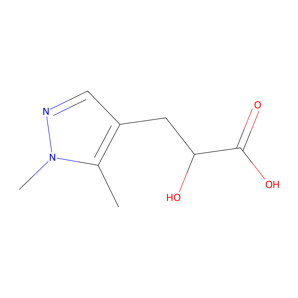 3-(1,5-Dimethyl-1H-pyrazol-4-yl)-2-hydroxypropanoic acid molecular structure, CAS 2059993-72-3