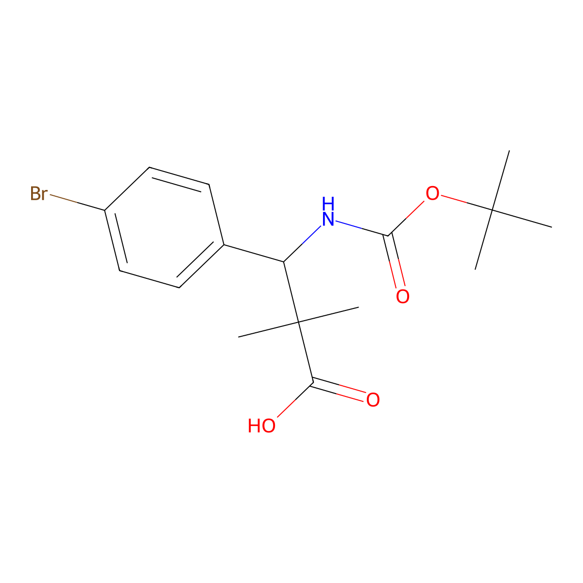3-(4-Bromophenyl)-3-{[(tert-butoxy)carbonyl]amino}-2,2-dimethylpropanoic acid molecular structure, CAS 2059993-92-7