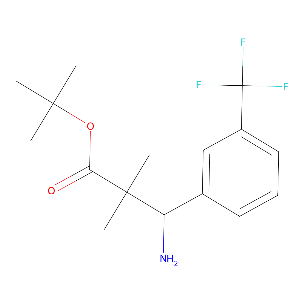 tert-Butyl 3-amino-2,2-dimethyl-3-[3-(trifluoromethyl)phenyl]propanoate molecular structure, CAS 2059994-02-2
