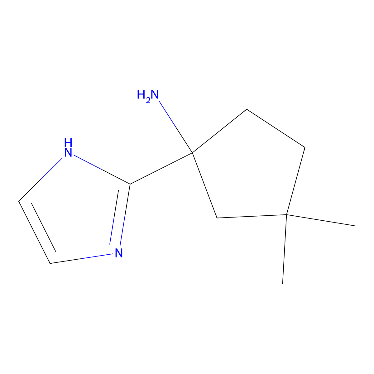 1-(1H-Imidazol-2-yl)-3,3-dimethylcyclopentan-1-amine molecular structure, CAS 2059994-18-0