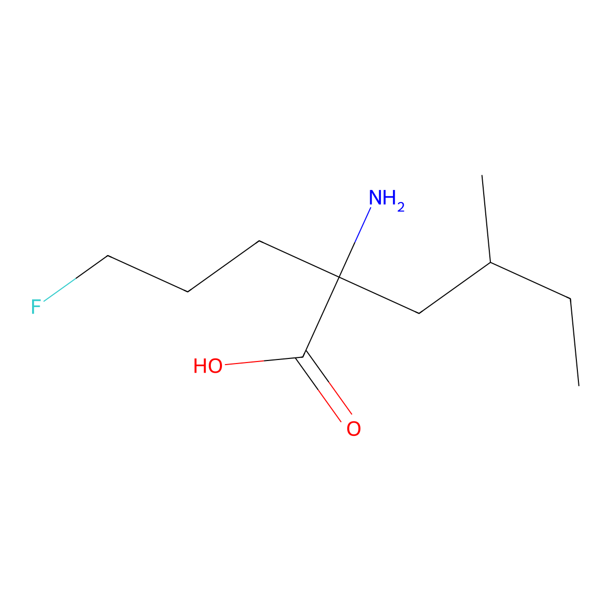 2-Amino-2-(3-fluoropropyl)-4-methylhexanoic acid molecular structure, CAS 2059994-27-1