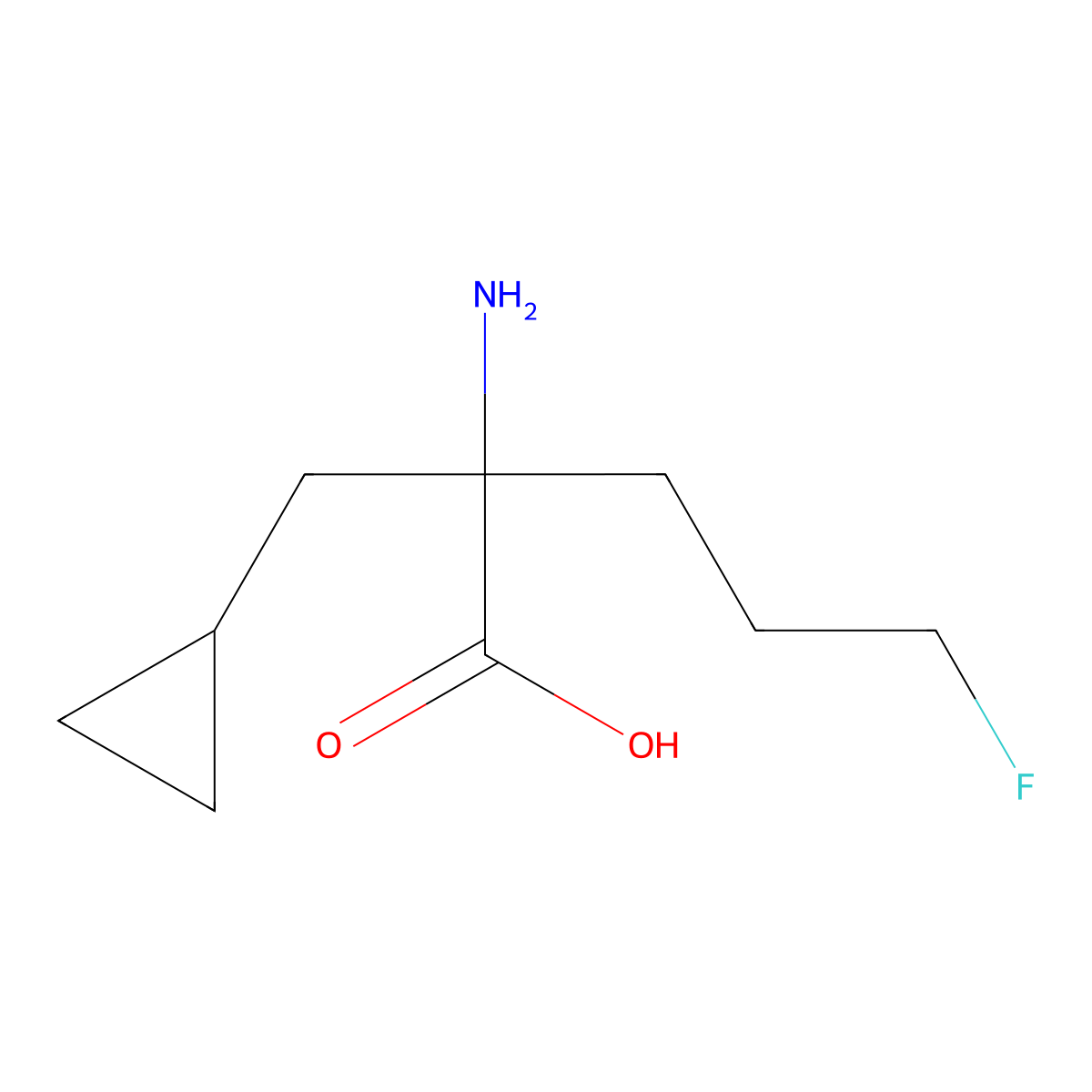 2-Amino-2-(cyclopropylmethyl)-5-fluoropentanoic acid molecular structure, CAS 2059994-29-3