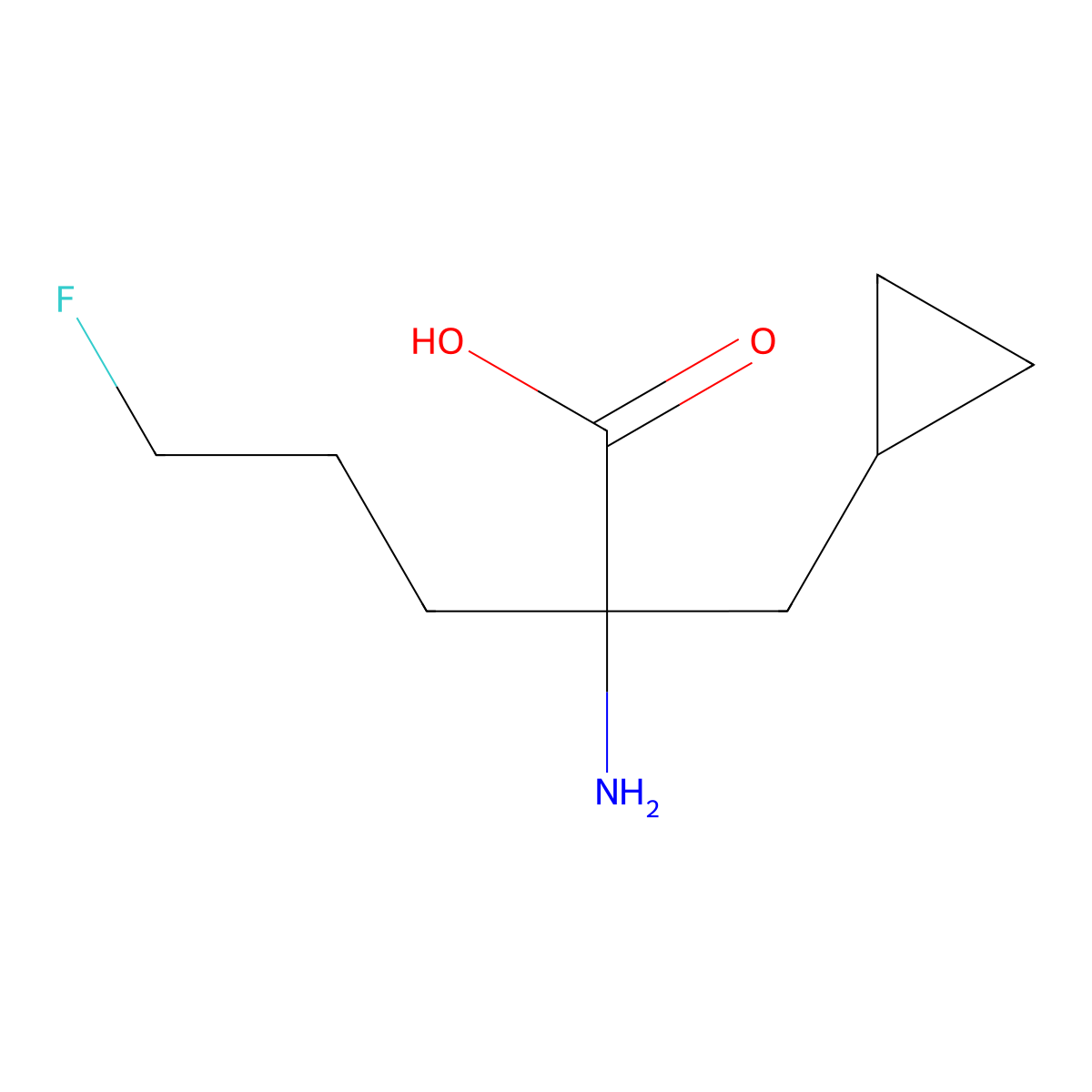 2-Amino-2-(cyclopropylmethyl)-5-fluoropentanoic acid molecular structure, CAS 2059994-29-3