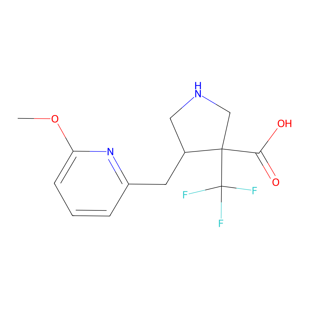 4-[(6-Methoxypyridin-2-yl)methyl]-3-(trifluoromethyl)pyrrolidine-3-carboxylic acid molecular structure, CAS 2059994-35-1