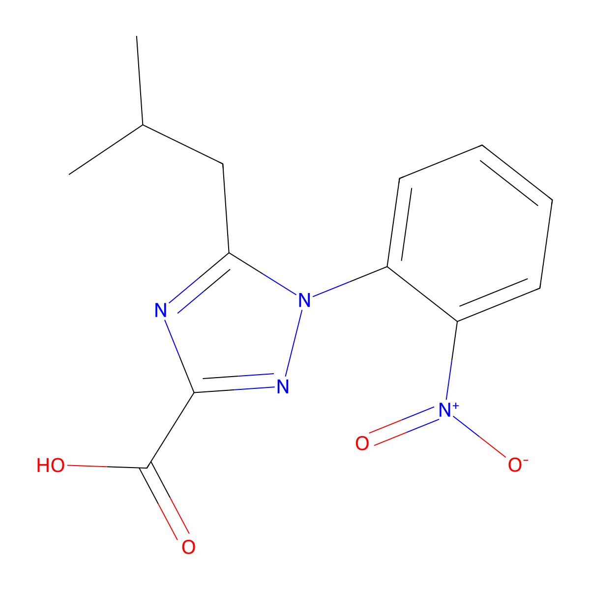 5-(2-Methylpropyl)-1-(2-nitrophenyl)-1H-1,2,4-triazole-3-carboxylic acid molecular structure, CAS 2059994-40-8
