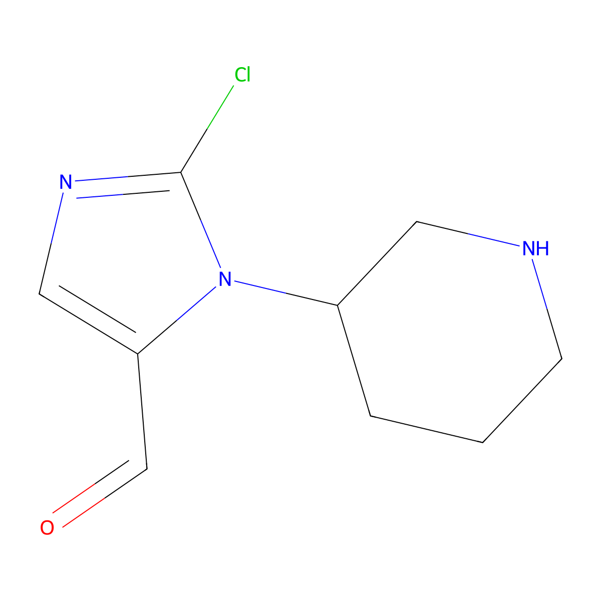 2-Chloro-1-(piperidin-3-yl)-1H-imidazole-5-carbaldehyde molecular structure, CAS 2059994-41-9