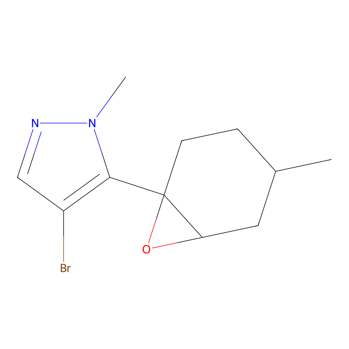 4-Bromo-1-methyl-5-{4-methyl-7-oxabicyclo[4.1.0]heptan-1-yl}-1H-pyrazole molecular structure, CAS 2059994-50-0