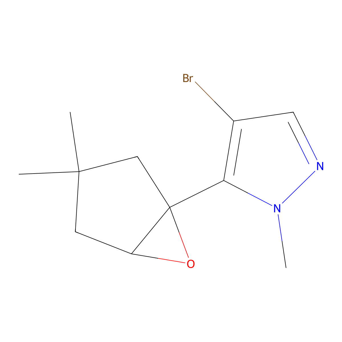 4-Bromo-5-{3,3-dimethyl-6-oxabicyclo[3.1.0]hexan-1-yl}-1-methyl-1H-pyrazole molecular structure, CAS 2059994-53-3