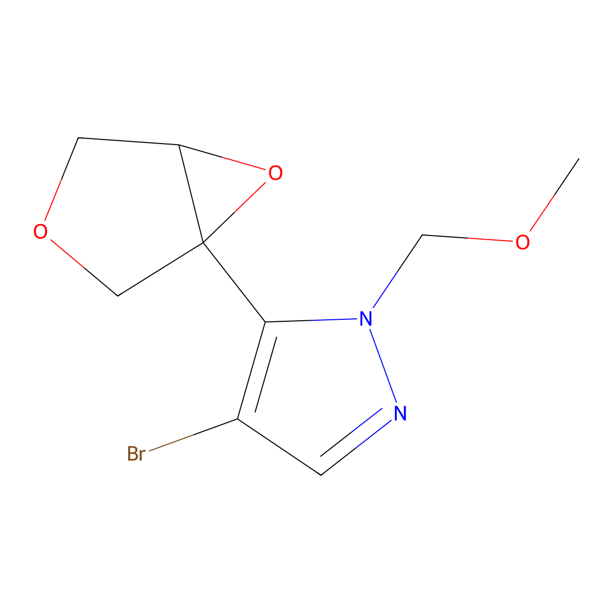 4-Bromo-5-{3,6-dioxabicyclo[3.1.0]hexan-1-yl}-1-(methoxymethyl)-1H-pyrazole molecular structure, CAS 2059994-55-5