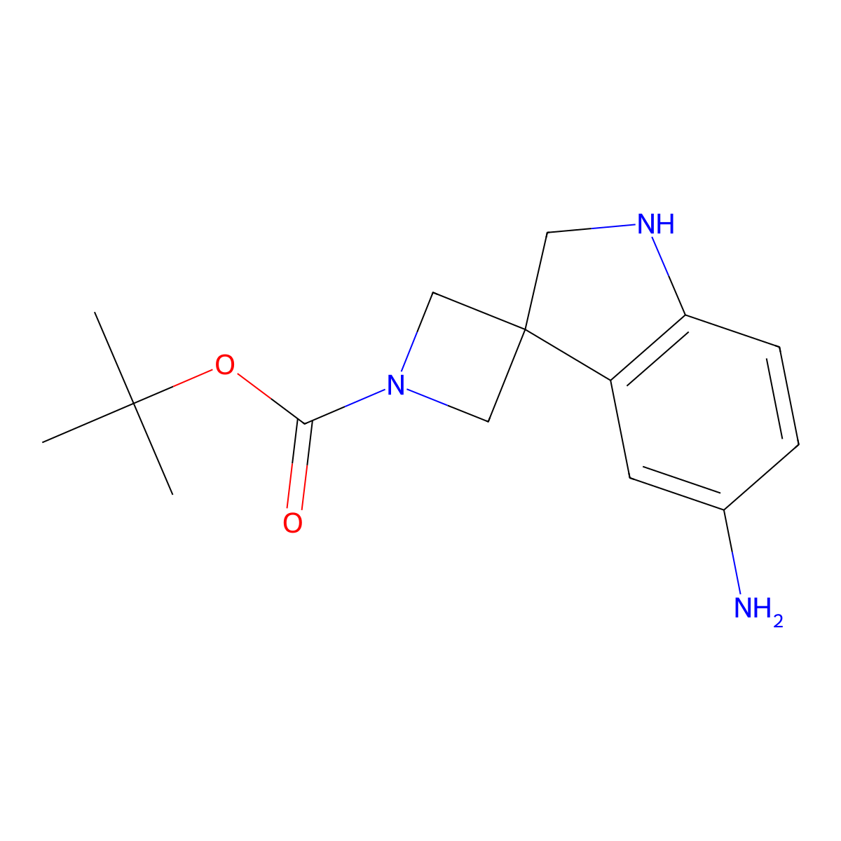 tert-Butyl 5'-amino-1',2'-dihydrospiro[azetidine-3,3'-indole]-1-carboxylate molecular structure, CAS 2059994-61-3