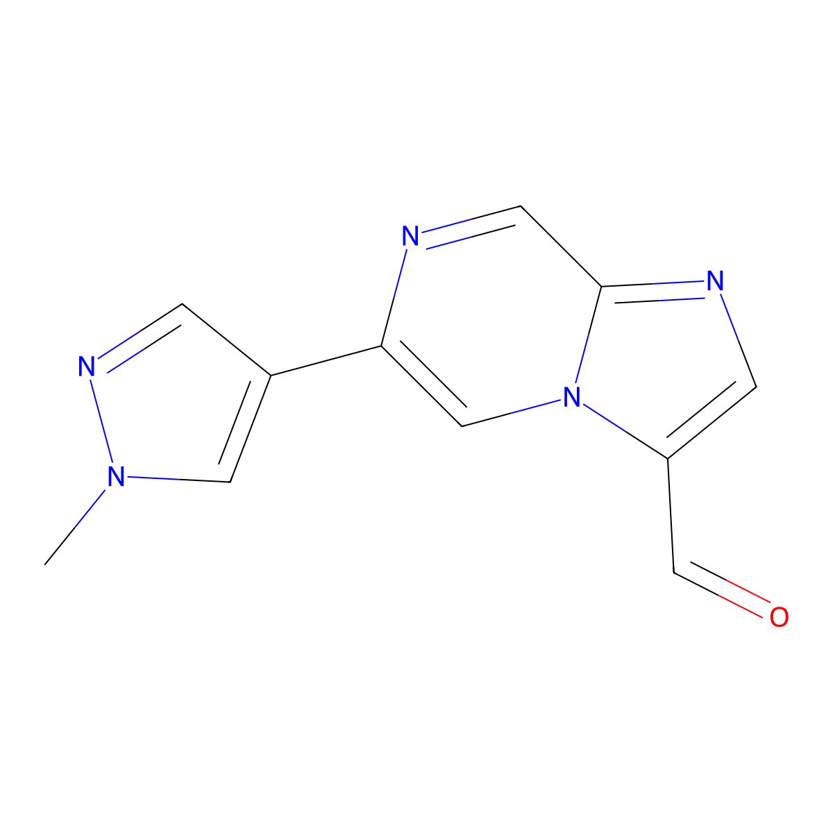 6-(1-Methyl-1H-pyrazol-4-yl)imidazo[1,2-a]pyrazine-3-carbaldehyde molecular structure, CAS 2059994-66-8
