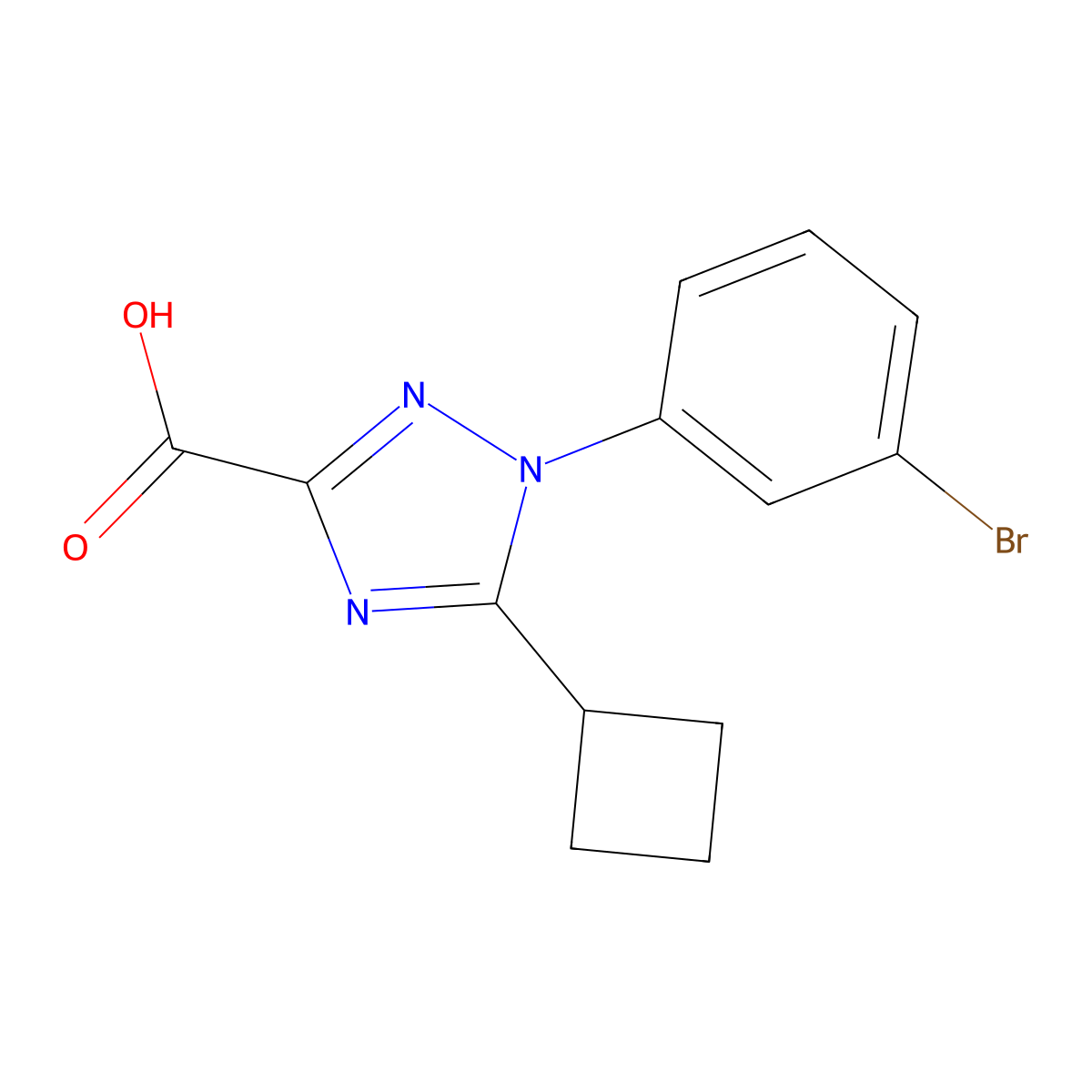 1-(3-Bromophenyl)-5-cyclobutyl-1H-1,2,4-triazole-3-carboxylic acid molecular structure, CAS 2059994-82-8