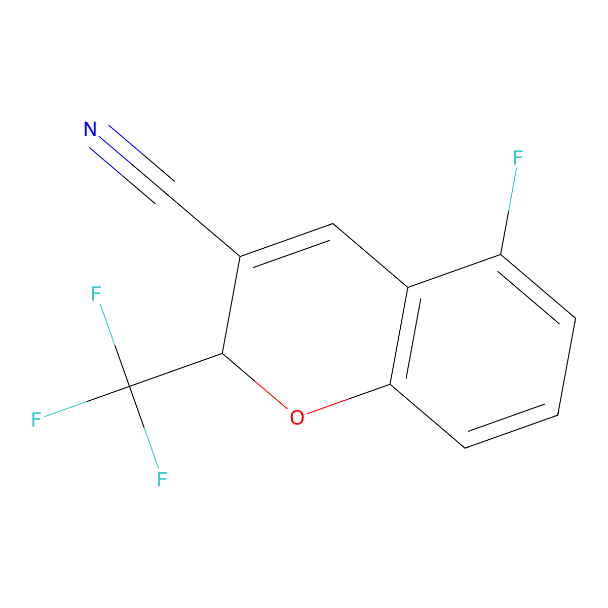 5-Fluoro-2-(trifluoromethyl)-2H-chromene-3-carbonitrile molecular structure, CAS 2059994-87-3